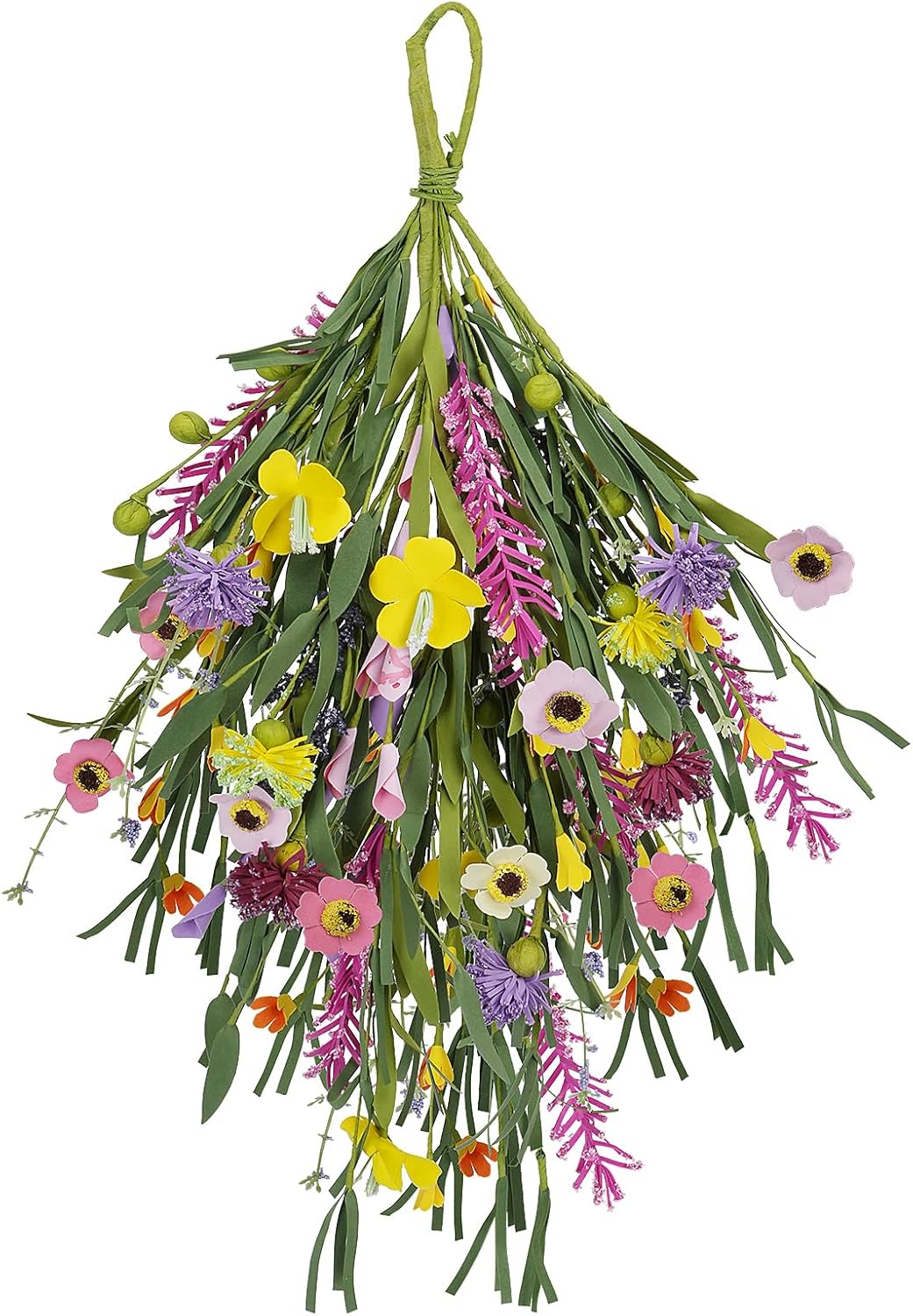 Artificial Forsythia &#x26; Daisy Teardrop Swag &#x2013; 24