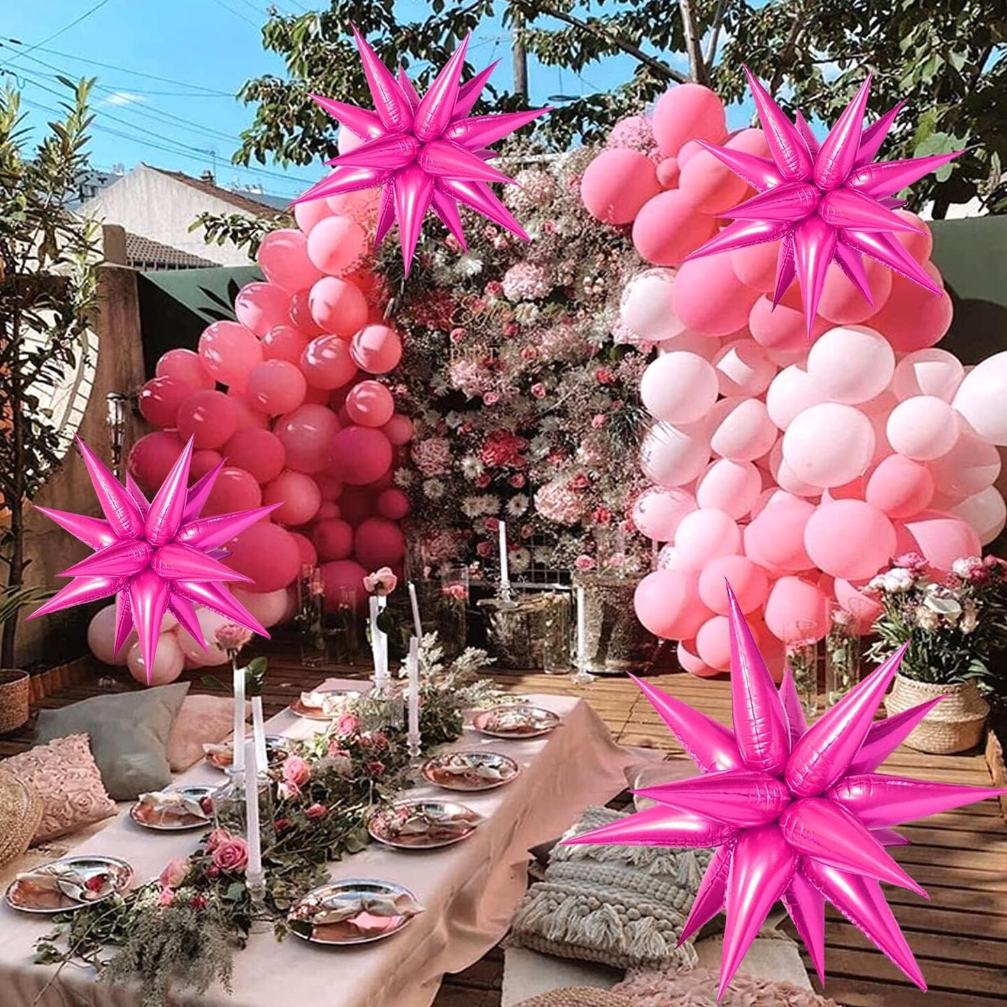 50-Pack Hot Pink Star Balloons – Metallic Foil Birthday, Graduation & Party Decor
