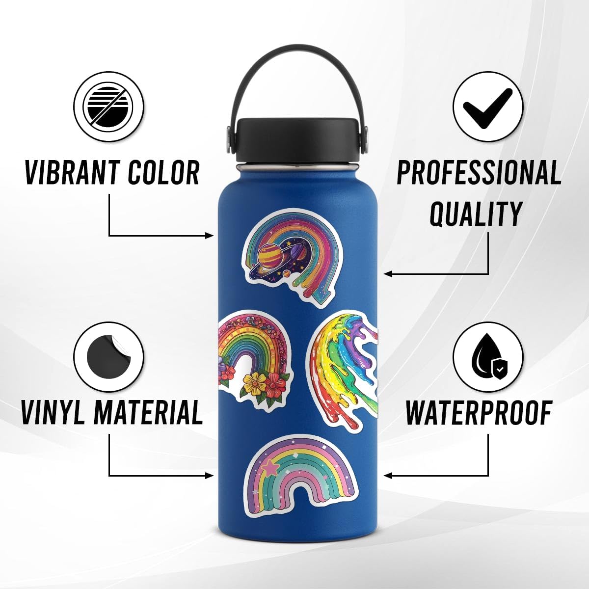 Pack 50 Pcs Pride LGBT Cute Rainbow Stickers for Water Bottles Funny Laptop Luggage Computer Scrapbooking Teens Girls Boys Adults Waterproof Aesthetic Sticker Small Vinyl Decals