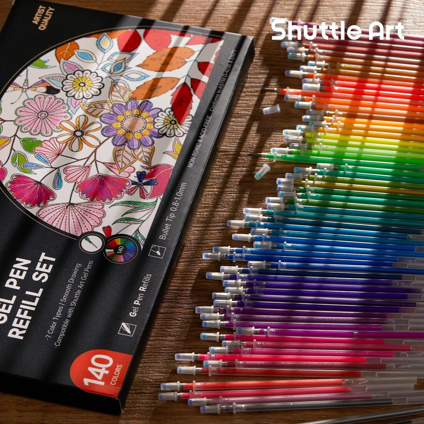 Gel Pen Refills, 140 Colors Gel Pen Refills, 7 Color Types for Kids Adults Coloring Books Drawing Doodling Crafts Scrapbooking Journaling