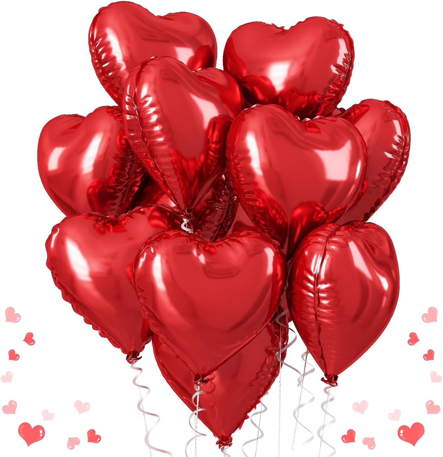 Red Heart Balloons, 18 Inch Red Heart Foil Balloons Large Red Foil Balloons Helium for Party Decoration Red Heart Shape Mylar Balloons