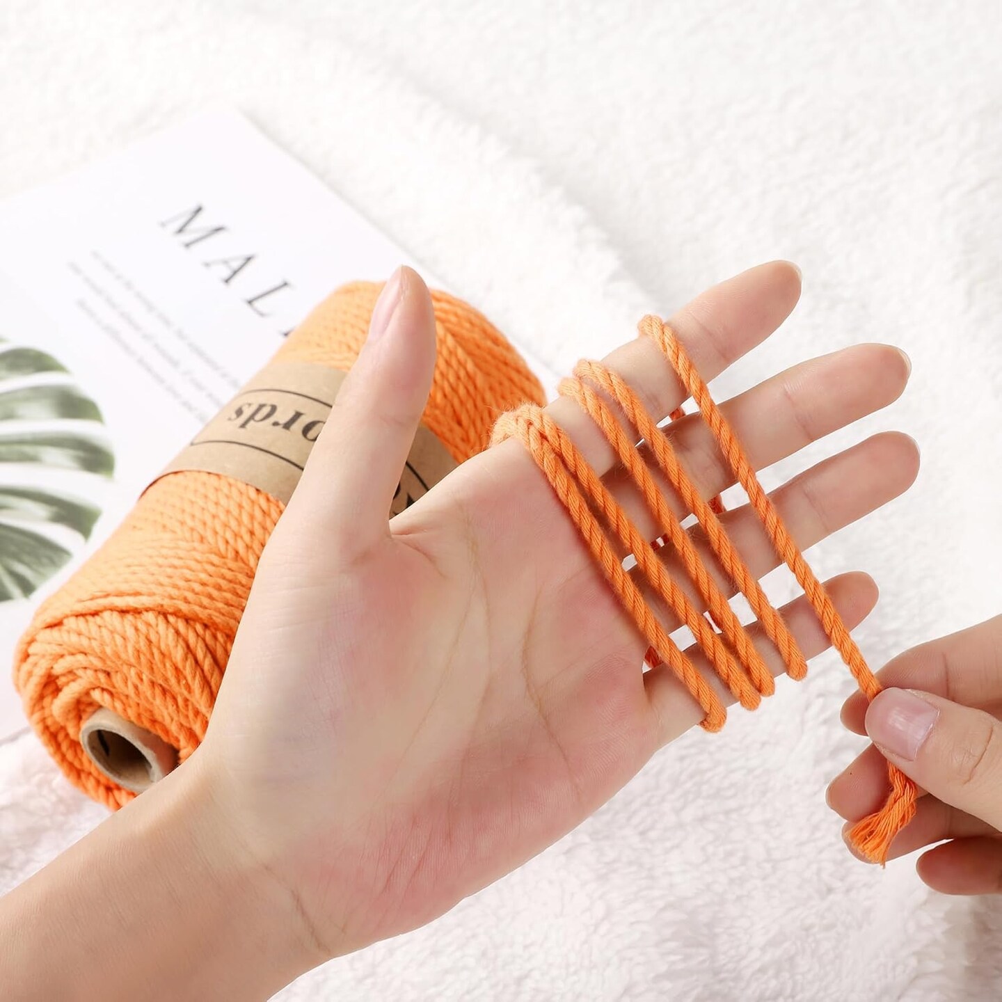 Cotton Macrame Cord, 3mm x 100m, 3 Strand Twisted, Macrame Rope &#x26; String for Craft, Knitting, Plant Hangers, Wedding &#x26; Christmas Decor (Natural White)