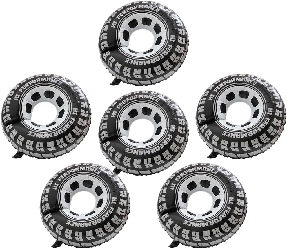 30 Inch Black Car Wheel Tire Party Balloons, Classic Large Racing Car Hot Wheels Mylar Foil Balloon For Men and Boys Racetrack Car