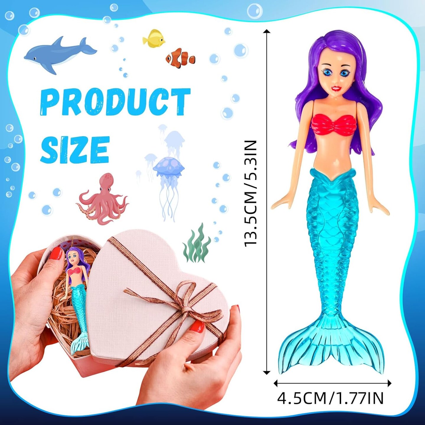 4 Pieces Summer Mermaid Dive Toys Mermaid Bath Toys Colorful Mermaid Pool Toys Swimming Pool Games for Boys Girls Teens Adults