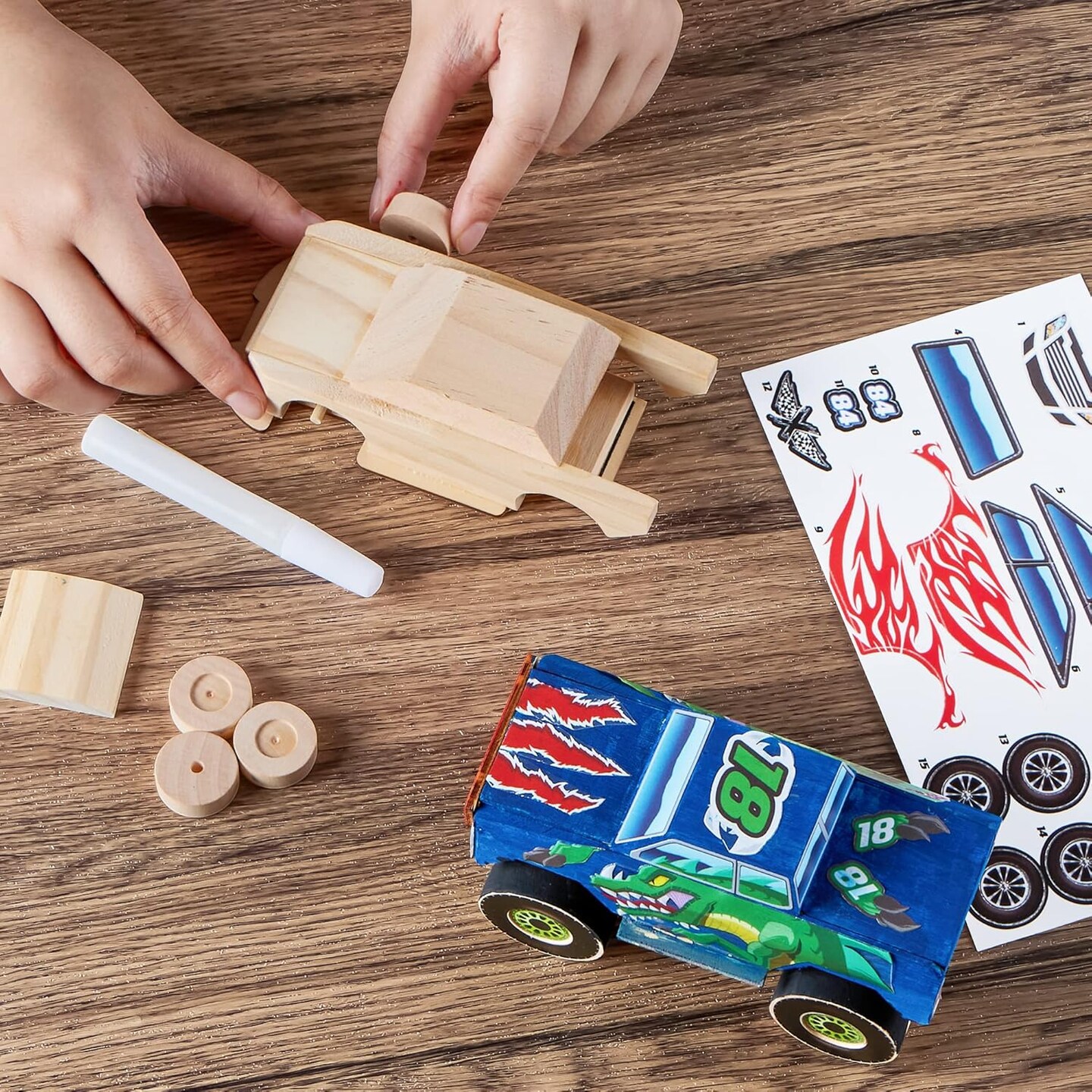 Kids Craft Kit Build &#x26; Paint Your Own Wooden Race Car Art &#x26; Craft Kit