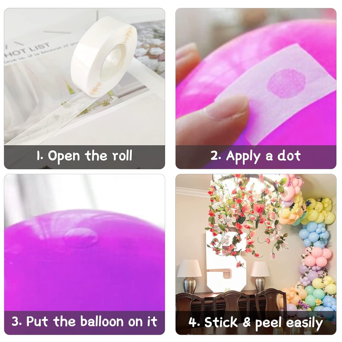 4000 Pcs Glue Dots for Balloons, Removable Double-Sided Adhesive Dots, Craft, Wedding Decoration Point Stickers