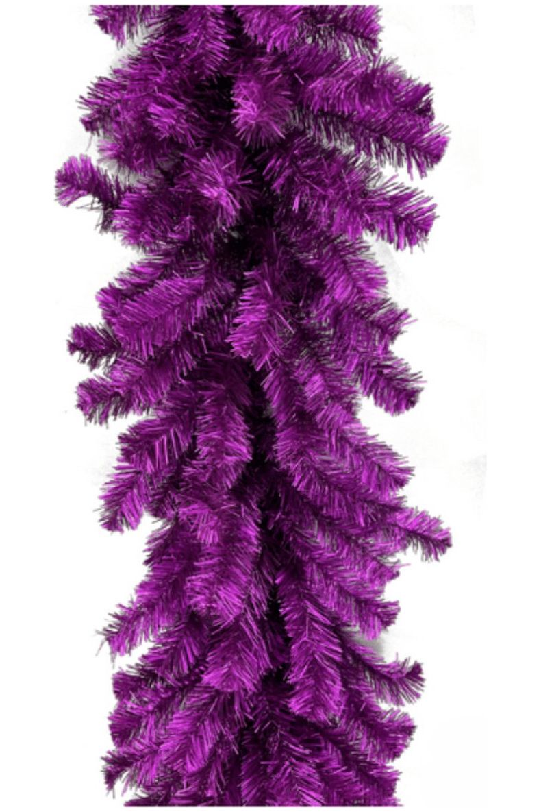 9&#x27; Purple Tinsel Garland, Unlit