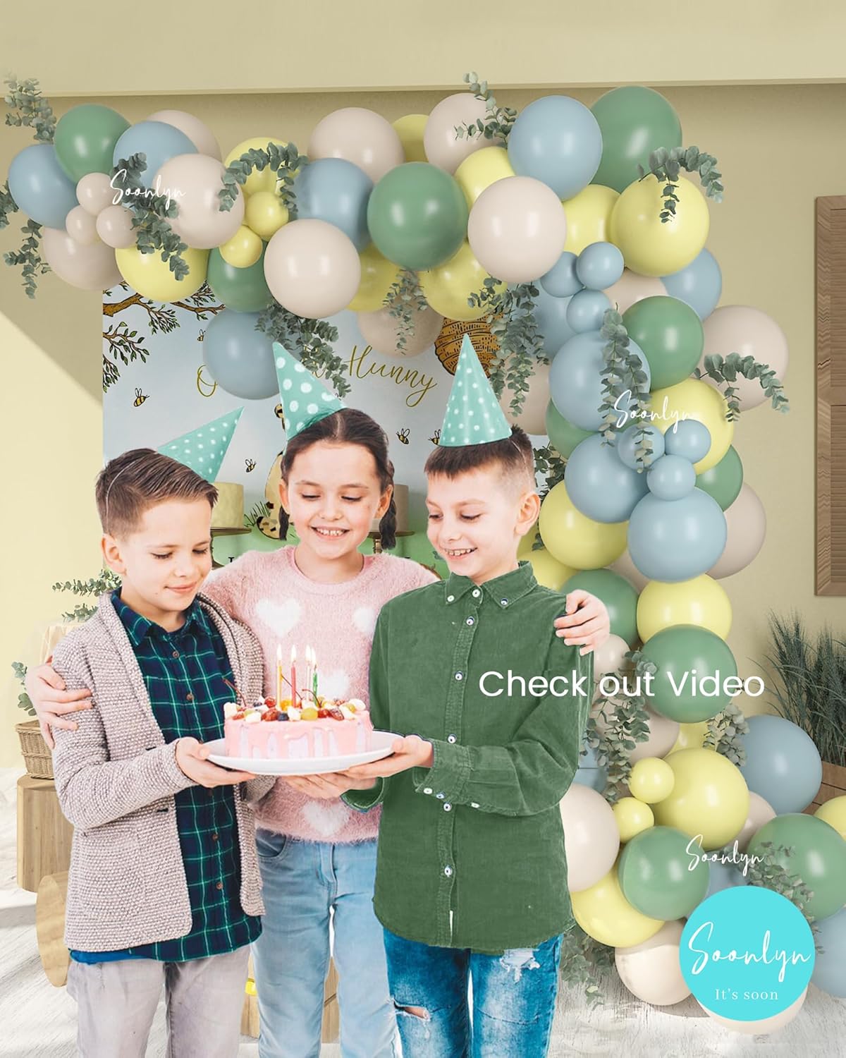 The Baby Shower Decorations, 13Ft Sage Green Balloon Arch Kit 12In Yellow Dusty Blue White Sand Balloons for Birthday Party Decorations