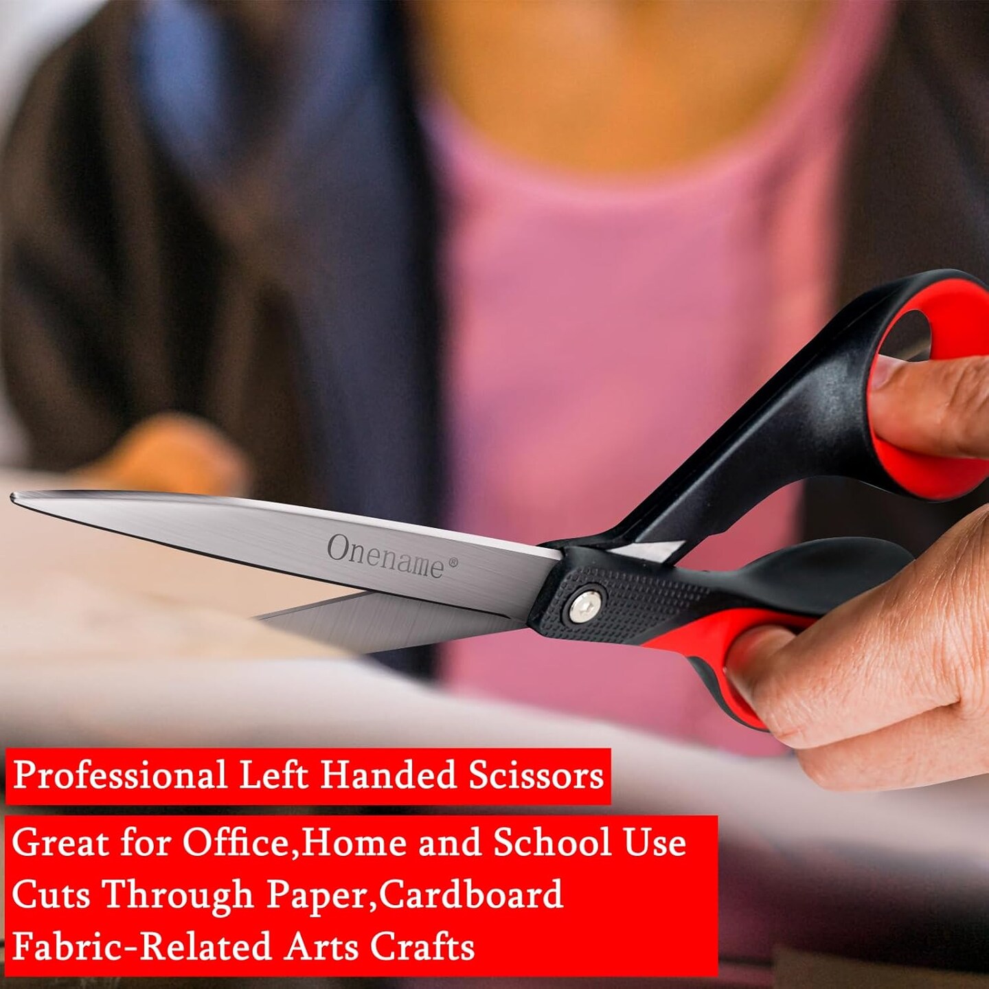 Left Handed Scissors,8 Inch Lefty Scissors for Adults,Stainless Steel Sharp Blade Soft Comfort-Grip Left Handed Adults Scissor,Great for Fabric,Arts,Home,Sewing,Office,School 2 Pack