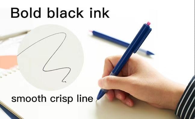 12pcs 1.0mm Black Ink Pens, Smooth Writing Ballpoint &#x26; Semi Gel Pens, Soft Silicone Grip Gel Ink Pens, Office School Supplies, Desk Accessories, Personalized Gifts for Men, Dozen Box