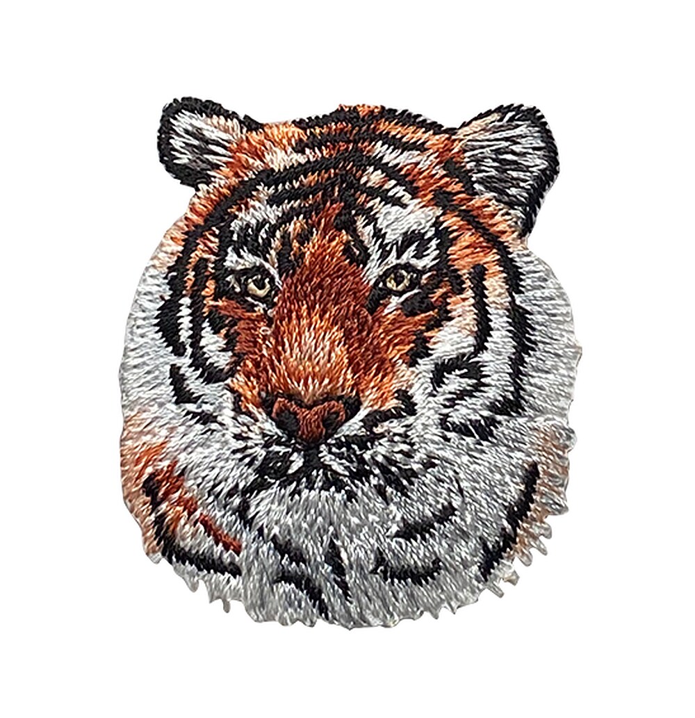 Tiger Head, Realistic Animals, Embroidered, Iron on Patch