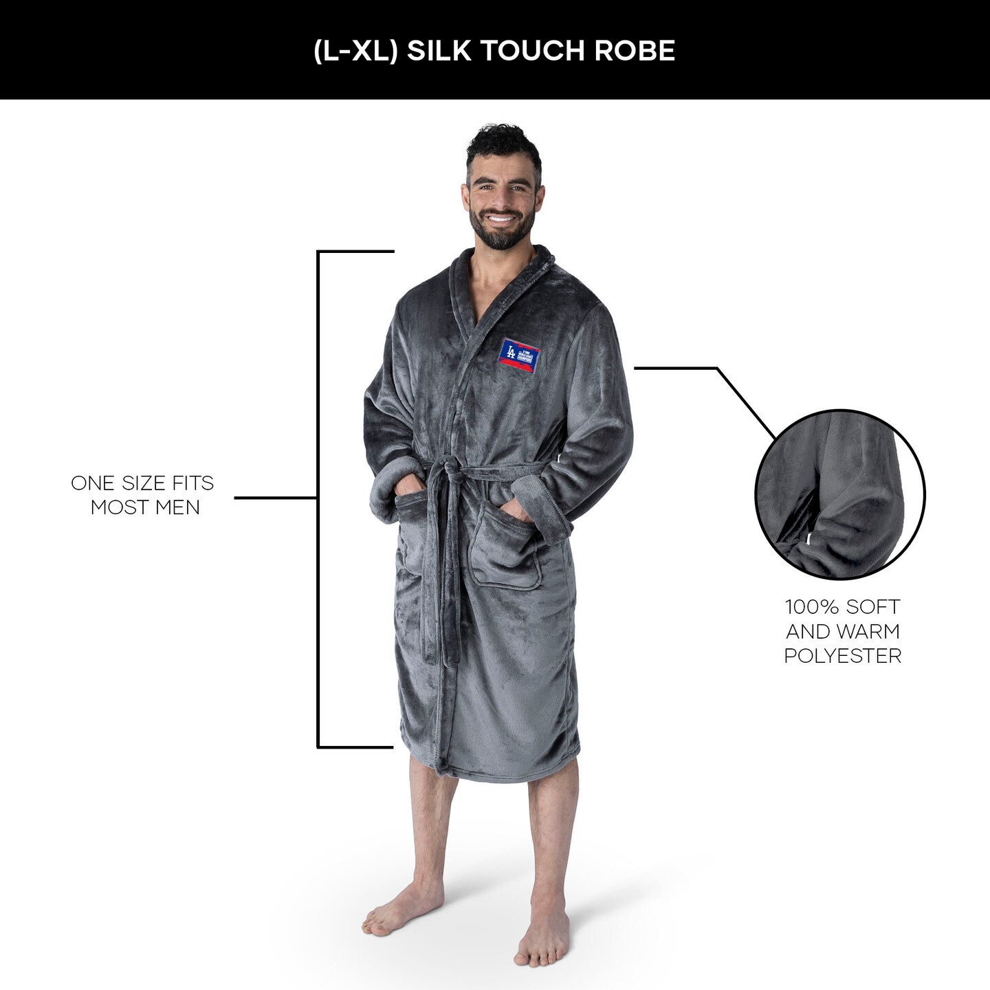 Los Angeles Dodgers 2024 MLB World Series Multi Champs Keepsake Silk Touch Robe