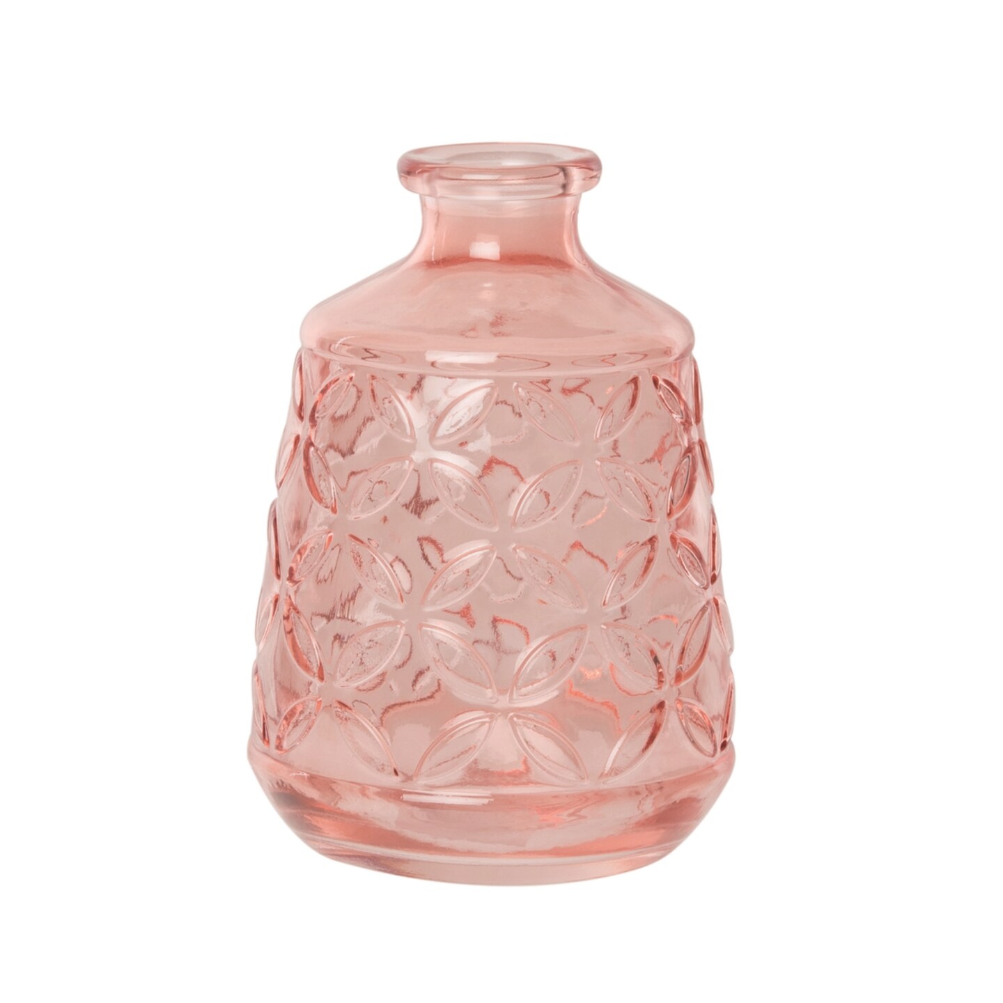 Transpac Glass 5.5 in. Pink Spring Blush Patterned Bud Vase