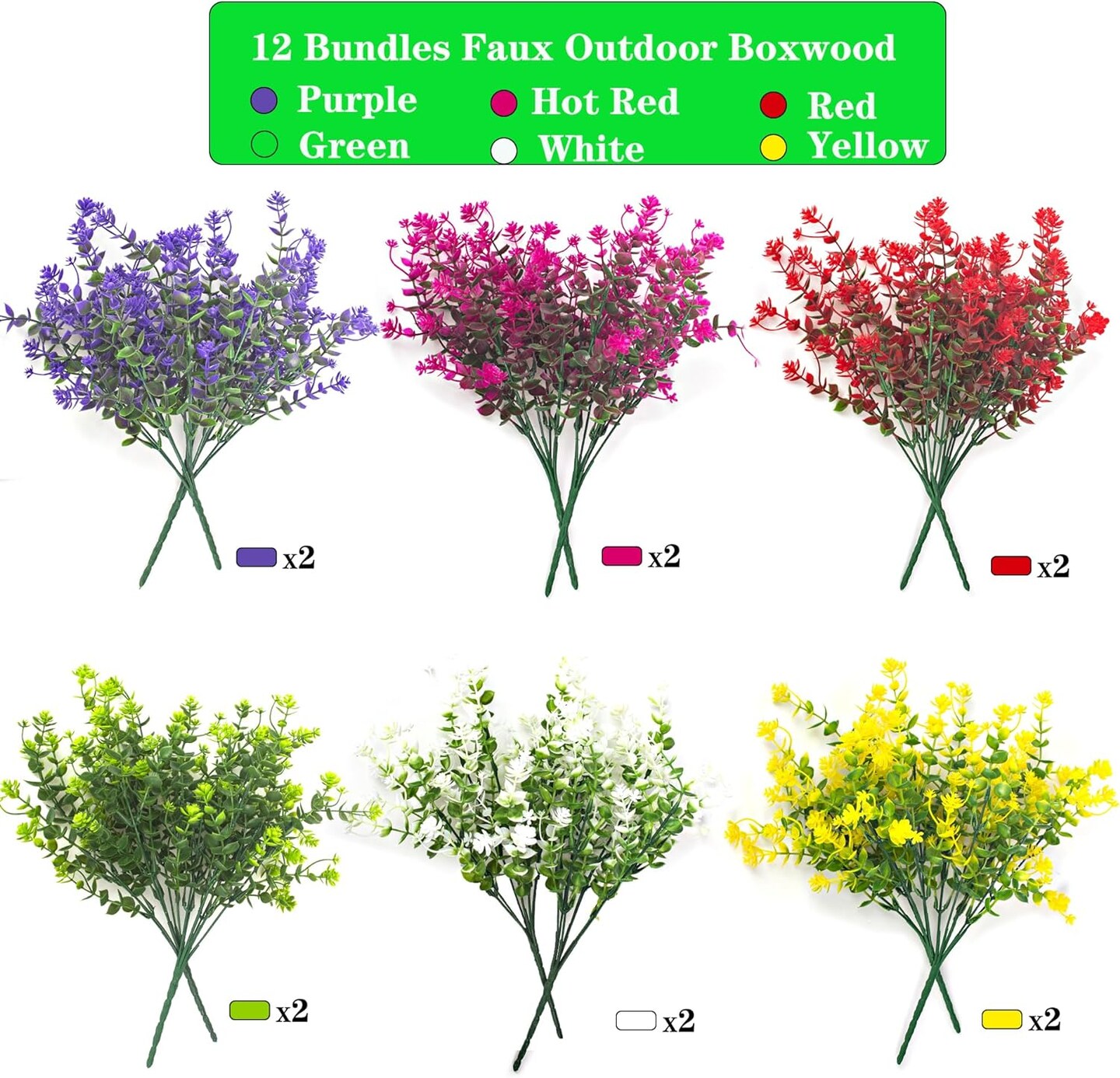 Artificial Flowers, 12 Bundles Summer Bouquets Outdoor Fake Flowers