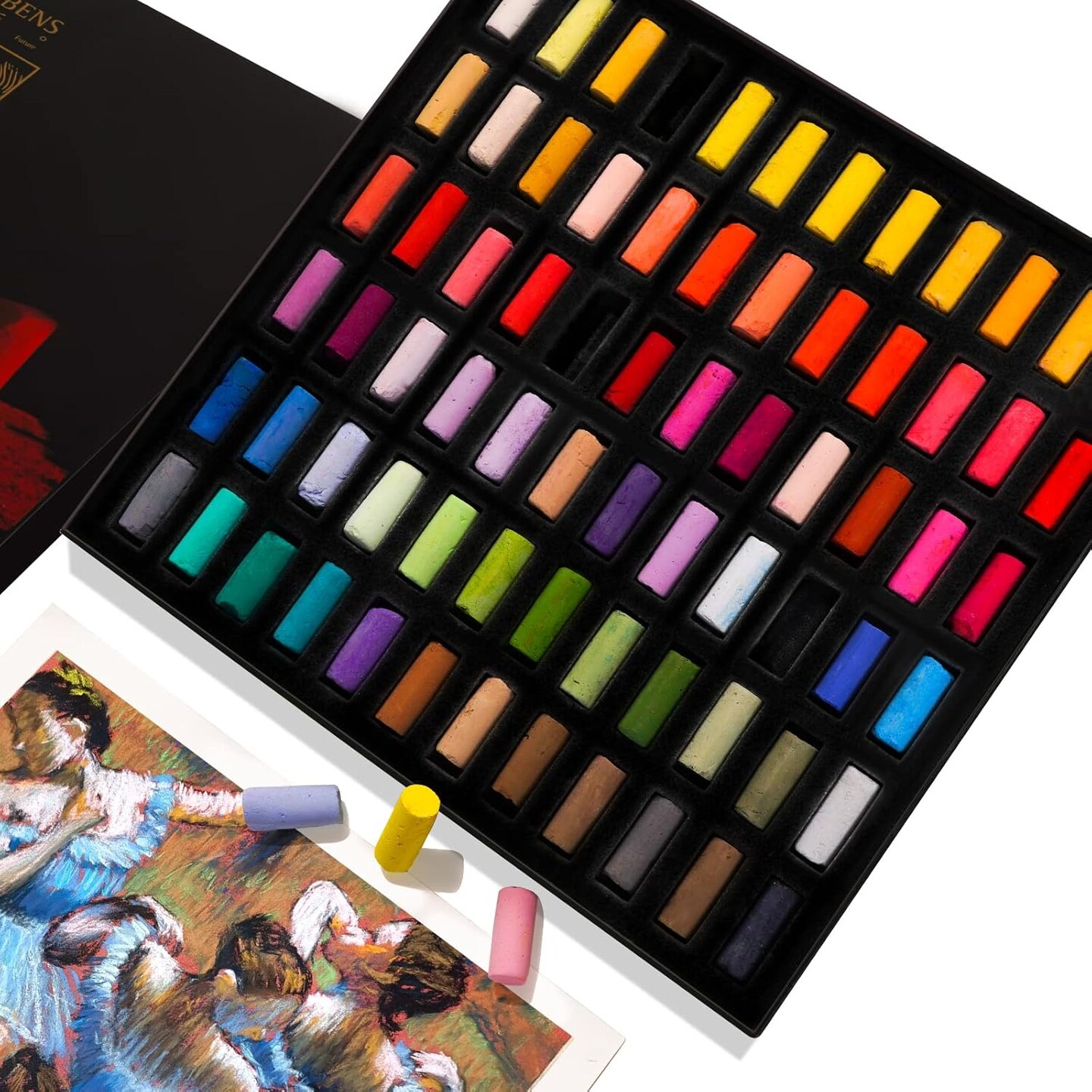 Professional Soft Pastels, Handmade 72 Vibrant Colors Chalk Pastels Smooth and High Adhesion for Painting, Drawing, Blending, Crafting, Ideal Art Supplies
