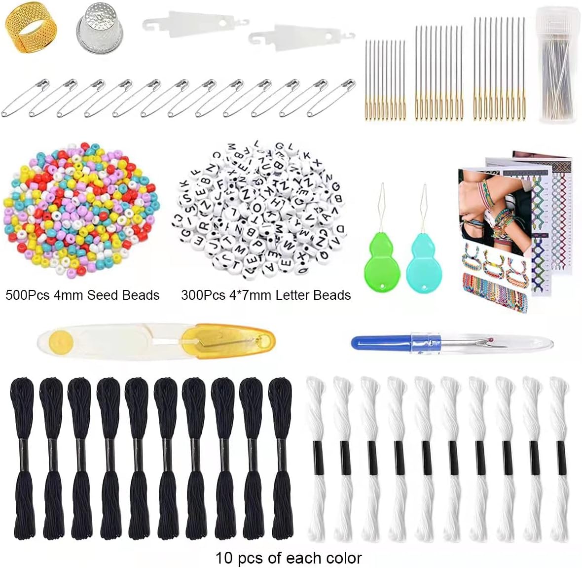 Friendship Bracelet String Kits with Organizer Storage Box, 110 Colors Embroidery Floss 52Pcs Cross Stitch Tools-Labeled with Embroidery Thread Numbers for Bobbins Great Production Gift