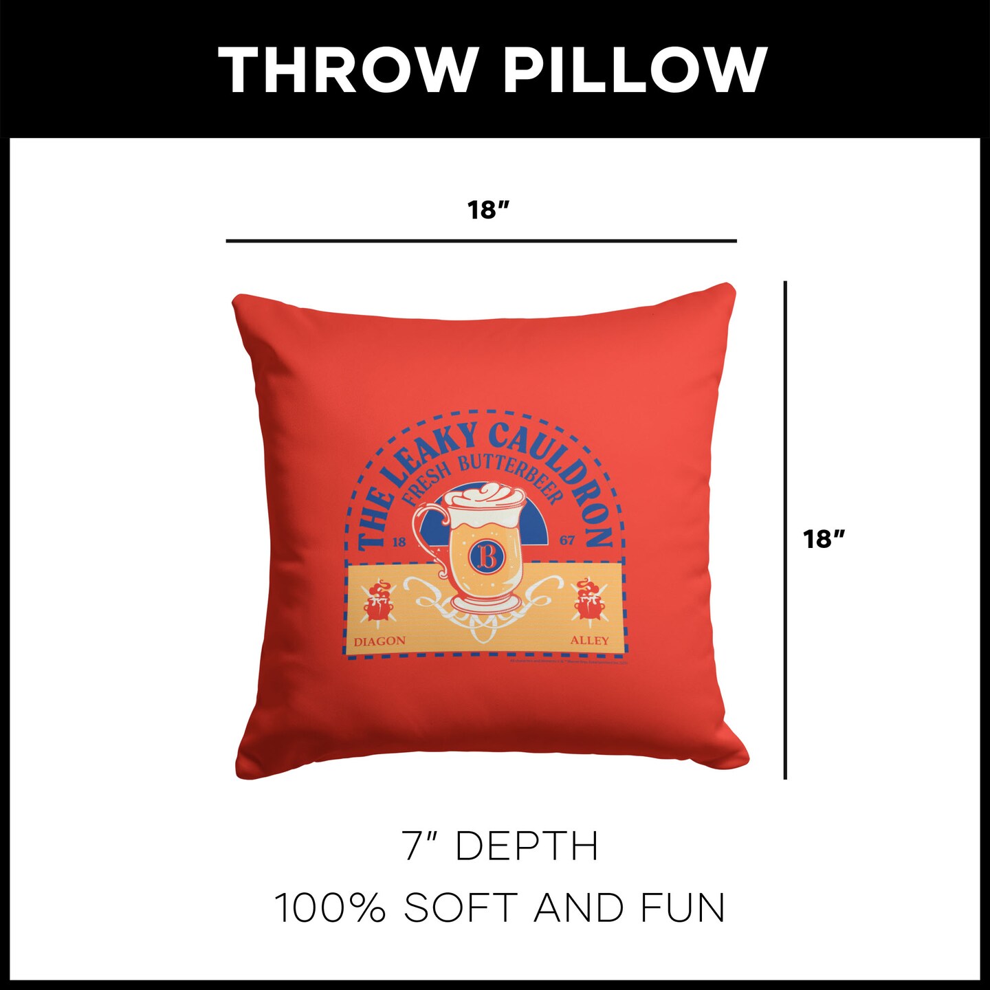 Warner Brothers Harry Potter Throw Pillow 18X18 Inches