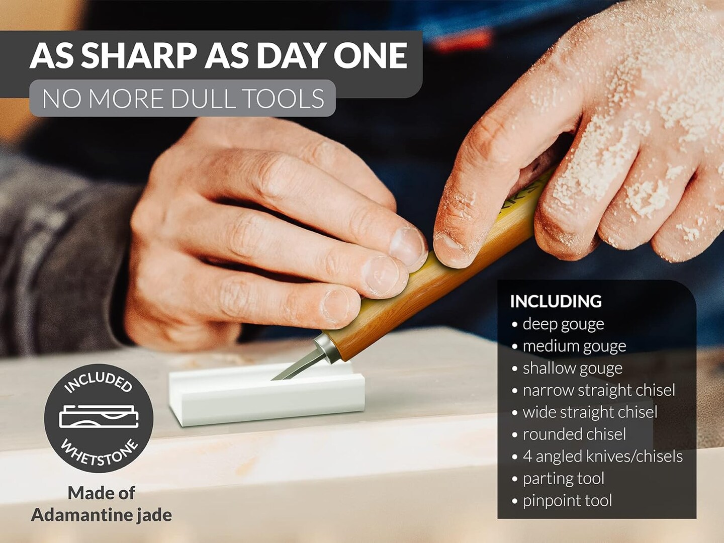 Wood Carving Tools - 12 PCS - Whittling Kit for Beginners - Wood Carving Kit - Incl. 1x Whetstone &#x26; 10 Wooden Blocks - Wood Carving Knives