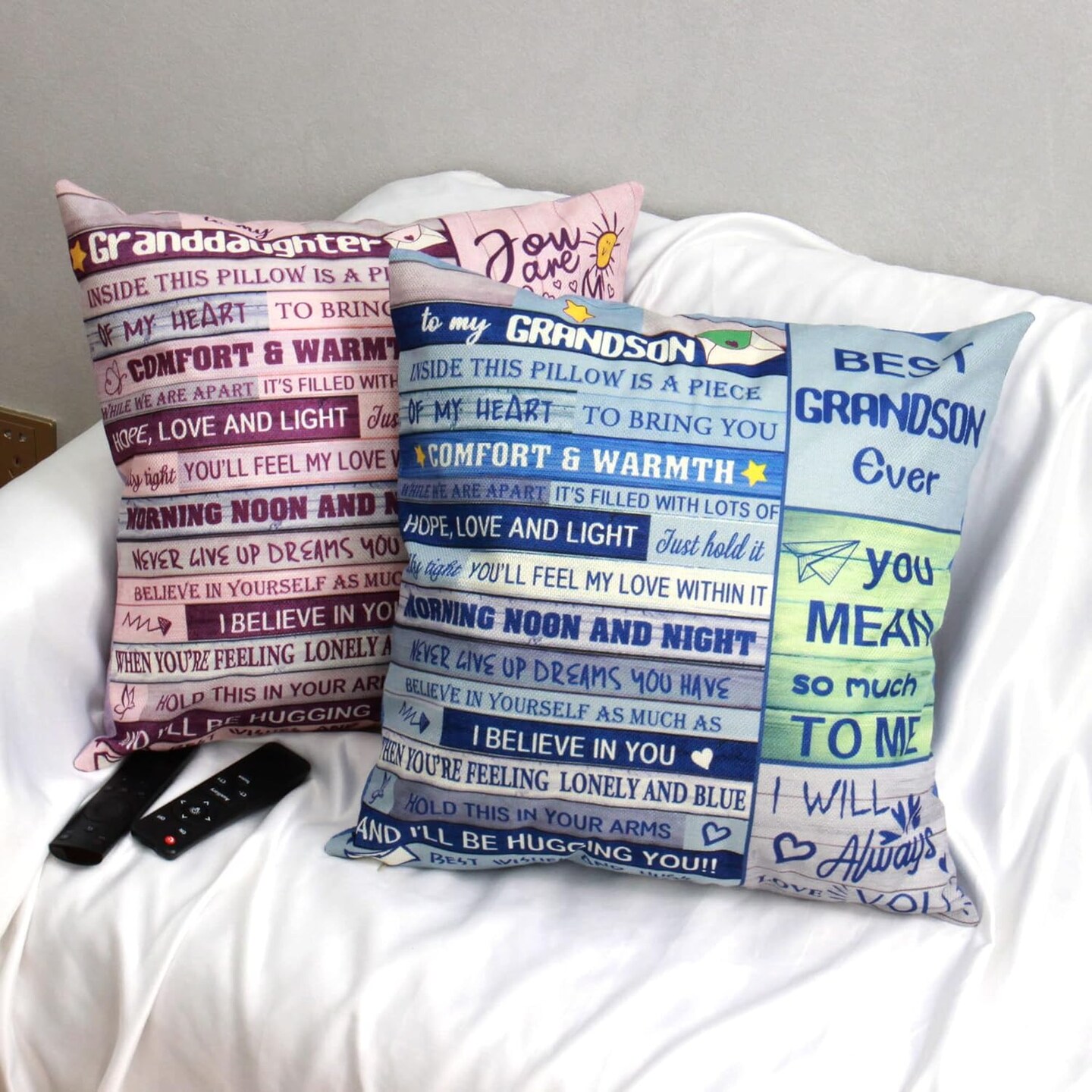 Creative Double-Sided Throw Pillow Cover for Grandson Gift from Grandma &#x26; Grandpa - Birthday, Graduation, Thanksgiving