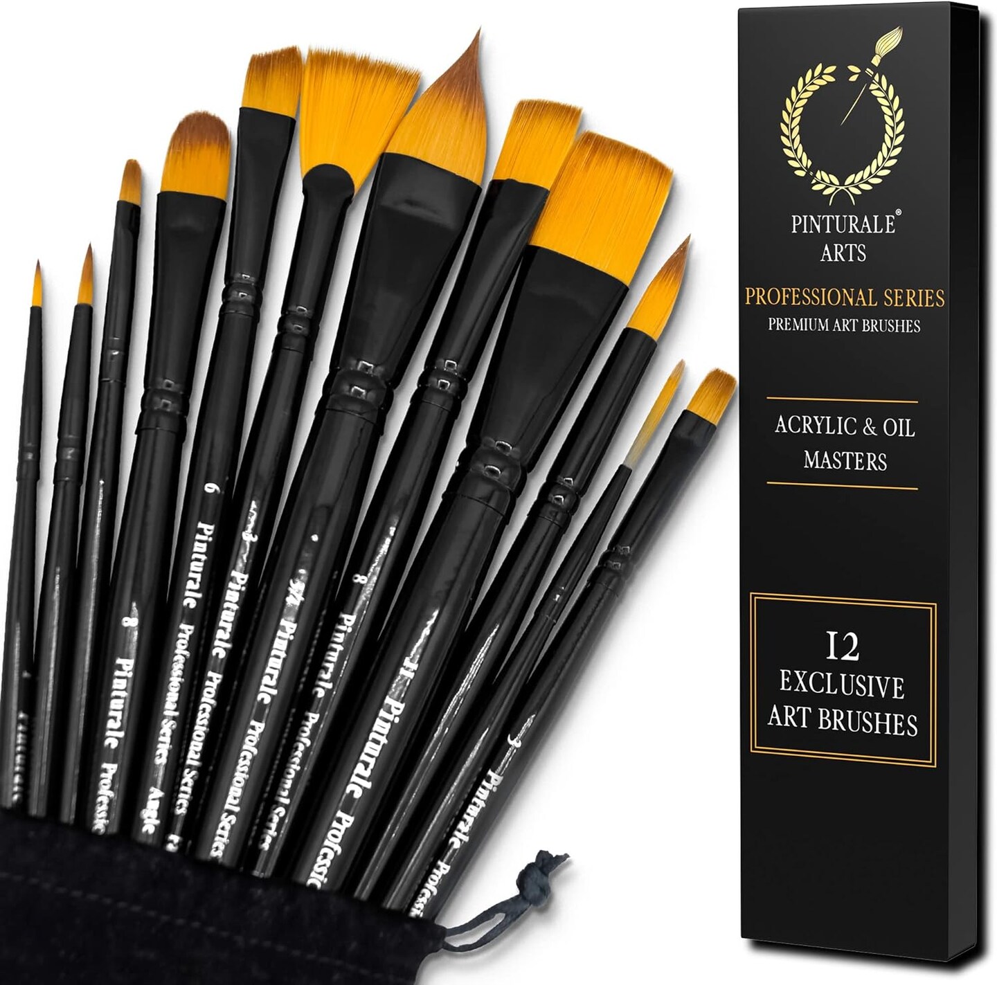 Set of 12 Brushes for Acrylic &#x26; Oil Painting | Acrylic &#x26; Oil Masters | Professional Handmade Brush Set