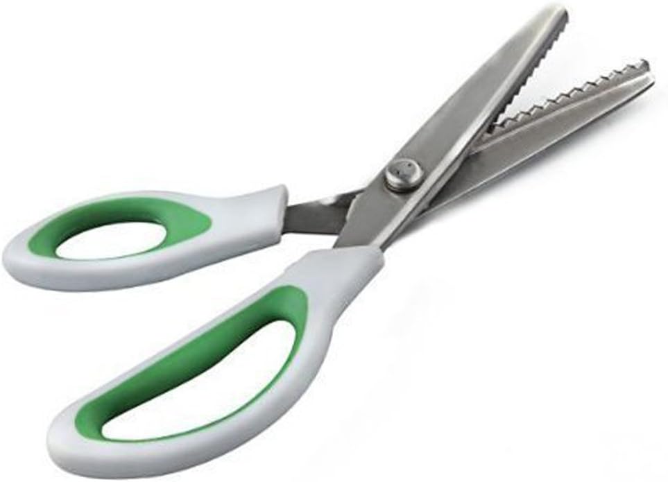 9.5" Stainless Steel Pinking Shears – Professional Zig Zag Fabric Scissors with Comfort Grip Handle for Sewing, Dressmaking, and Craft Cutting (Green)