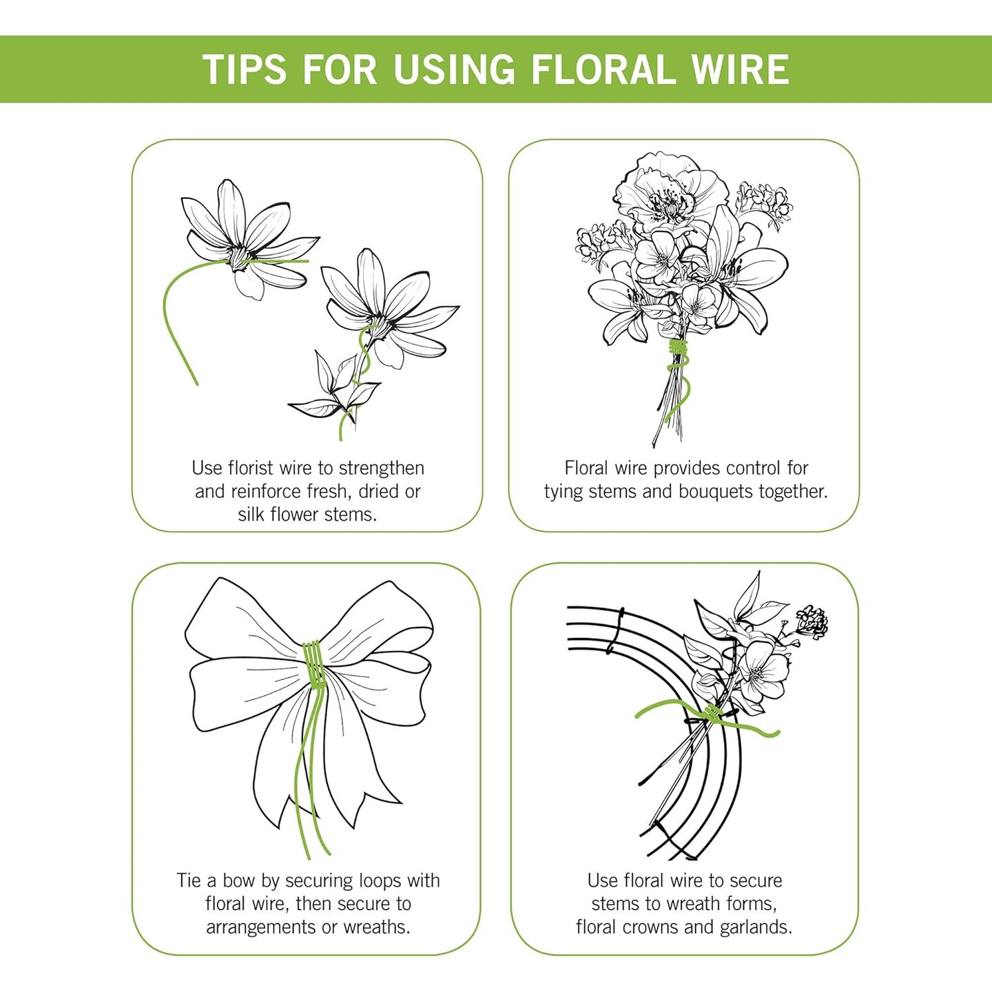 21 Gauge Floral Wire 0.5 Pound Spool Green