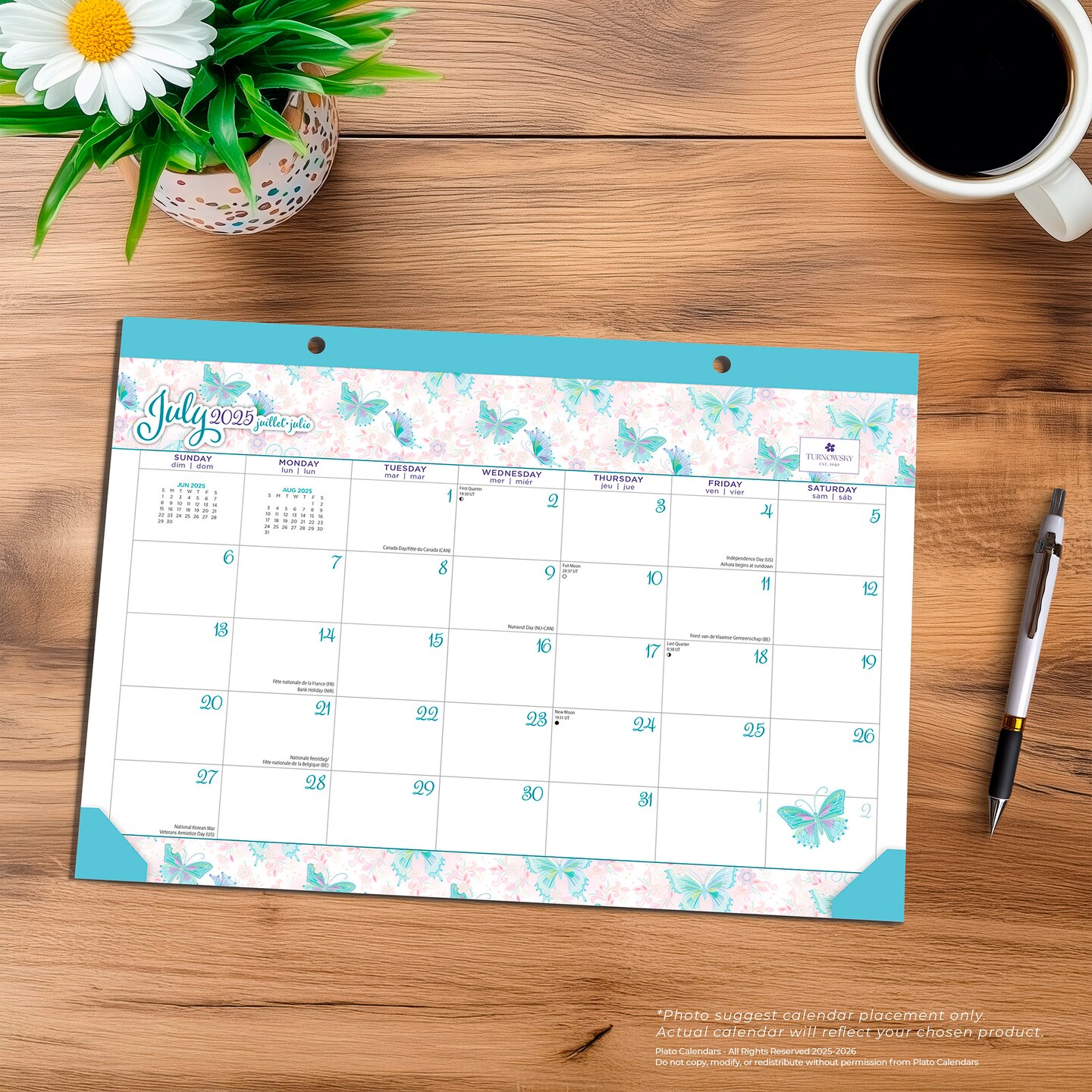 House of Turnowsky OFFICIAL | 2026 14x10 Inch 18 Months Monthly Desk Pad Calendar | July 2025 - December 2026