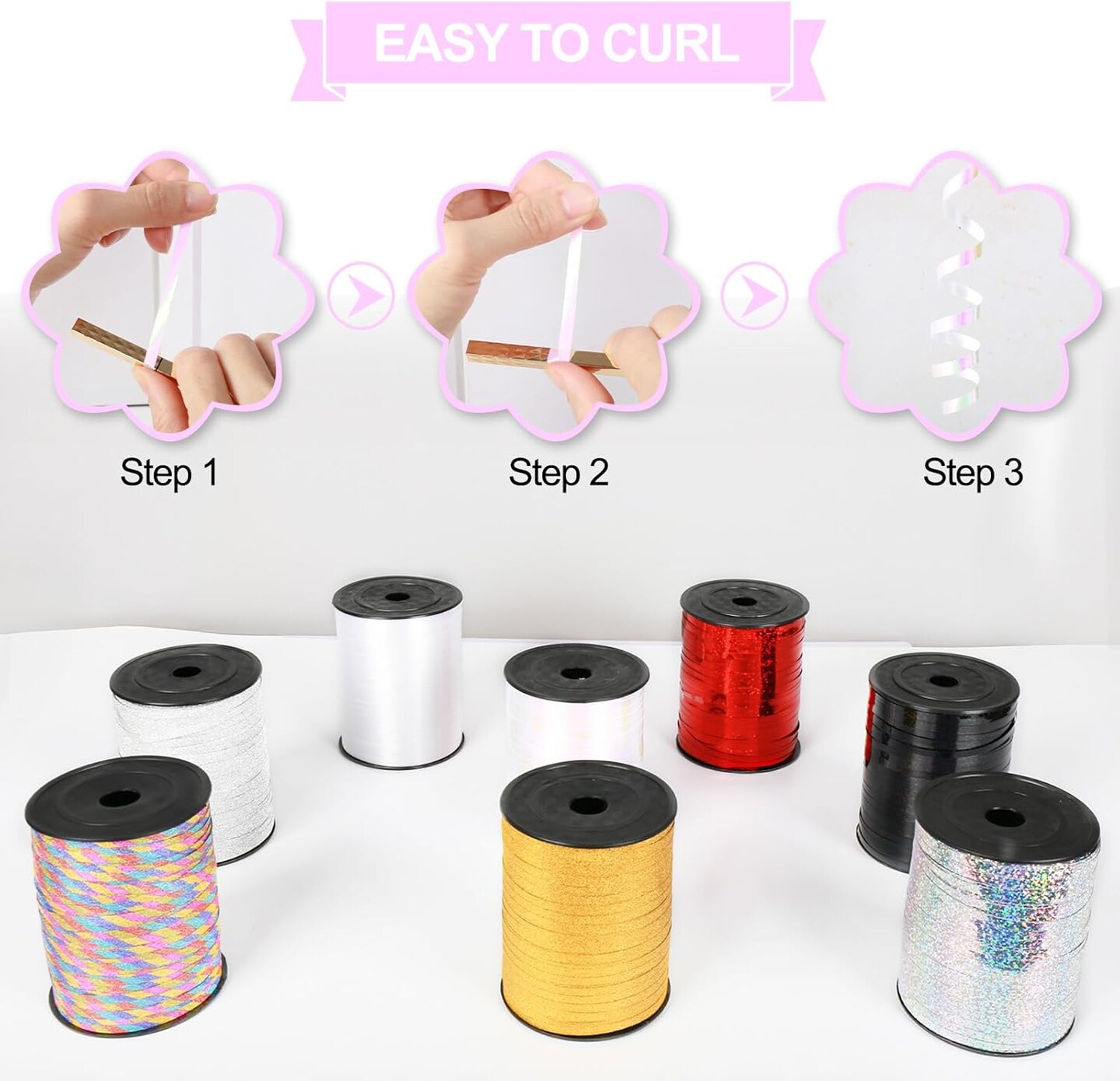 500 Yards White Gradient Curling Ribbon – 3/16" Balloon String for Gifts, Crafts & Party Decor