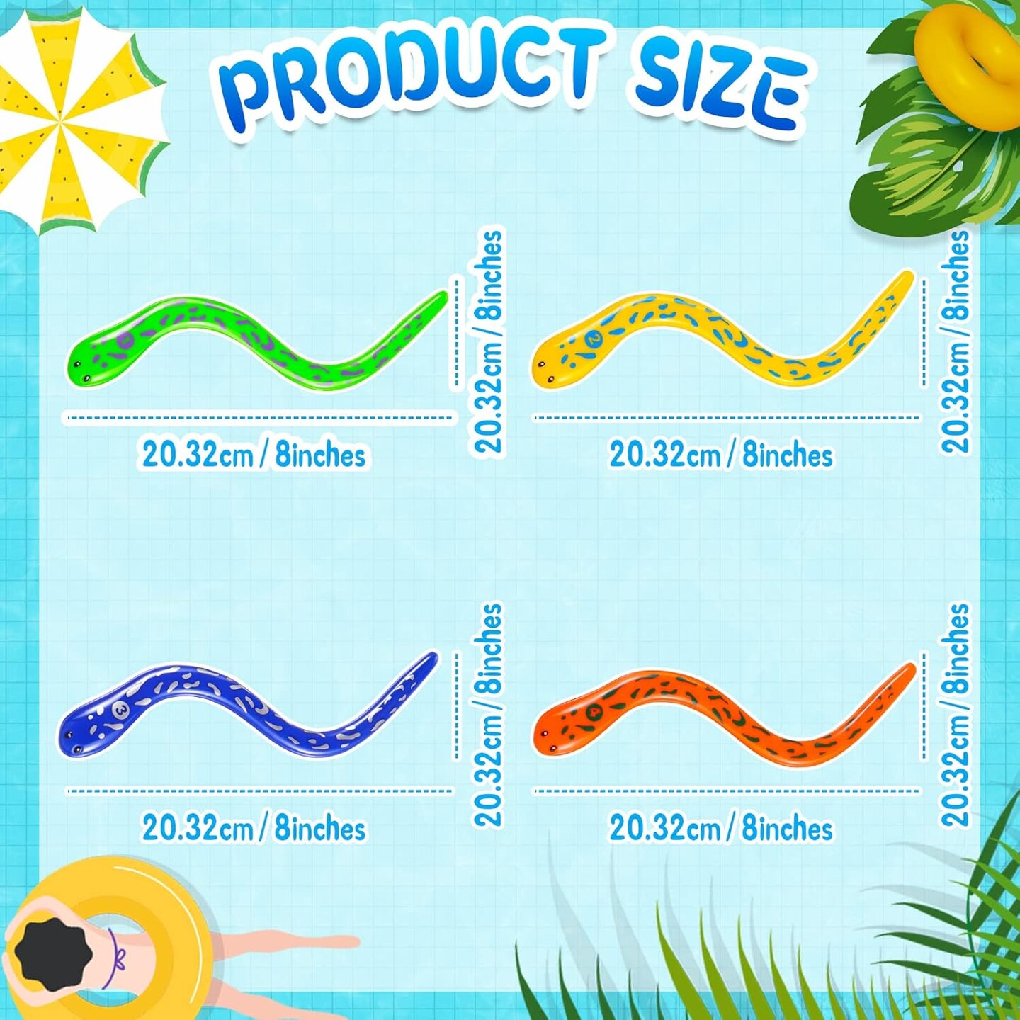 Summer 4 Pieces Dive Eels Catch a Snake Dive Toys Water Snake Toy Swimming Pool Games for Toddlers Boys Girls Teens Adults