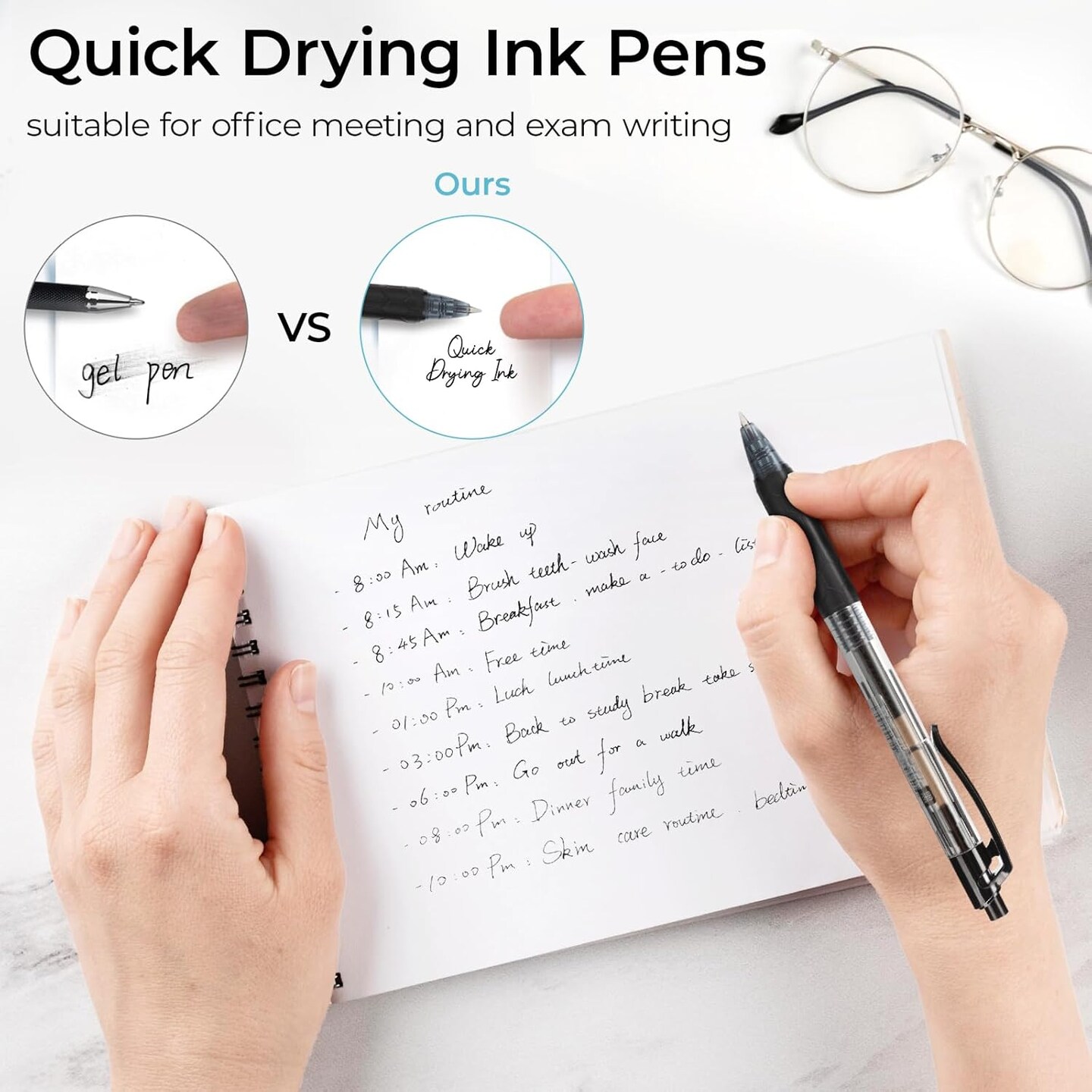 30 Pcs Gel Pens, 0.5mm Black Ink Gel Pen Fine Point Pens, Retractable Gel Ink Rollerball Pens, Quick Dry Gel Ink Pens with Large Capacity Ink Smooth Writing for Office School Women Men (Modern)