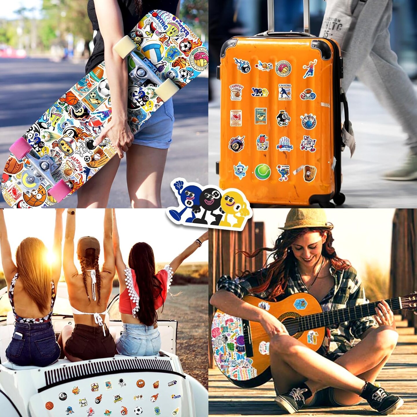 50Pcs Ball Sport Stickers, Cool Basketball Baseball Soccer Football Waterproof Vinyl Decal for Adult Teen Kids Notebook Water Bottle, Laptop, Luggage, Phone, Skateboard, Helmet