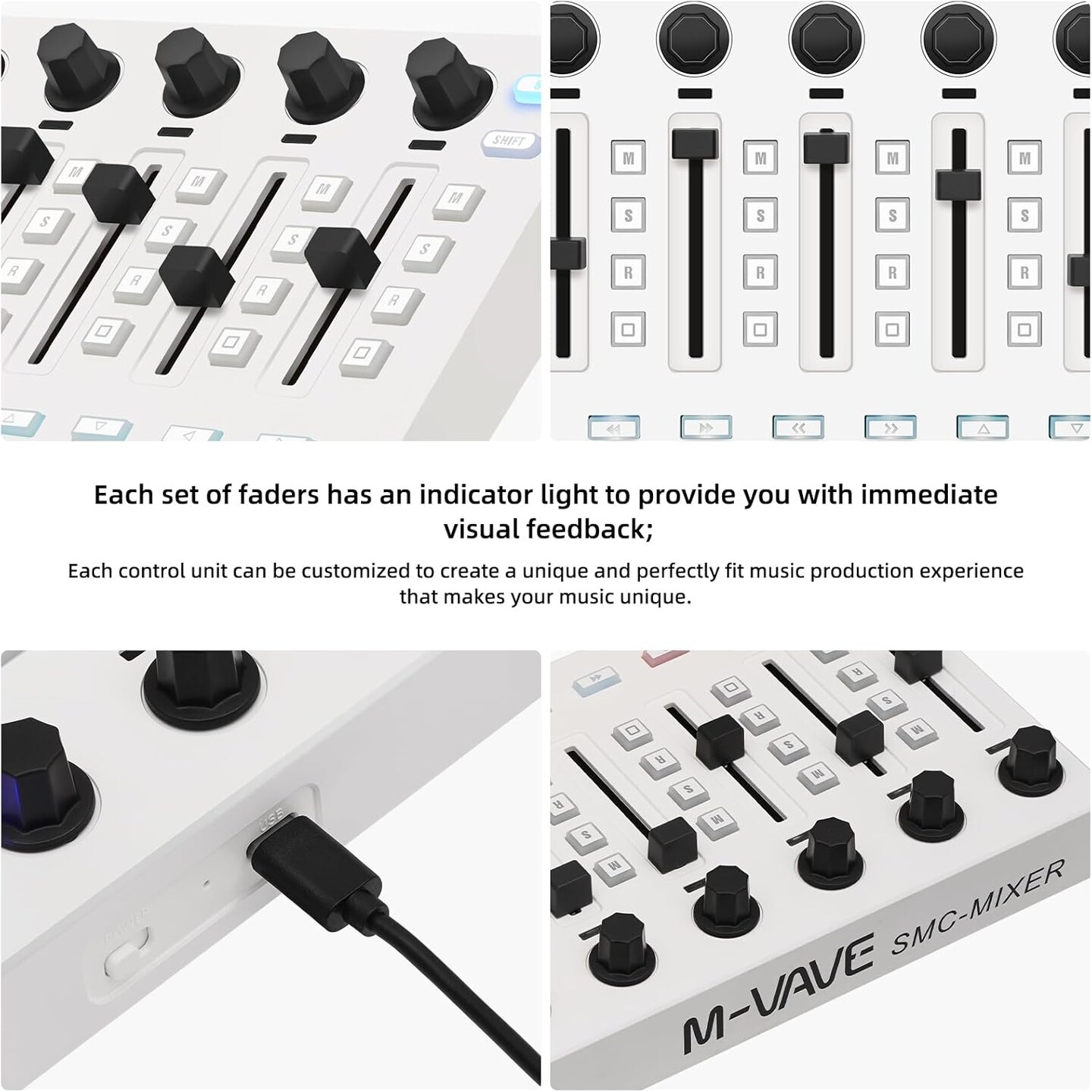 M-WAVE – Wireless MIDI Controller – Bluetooth USB MIDI Mixer with 8 Knobs, DAW Integration