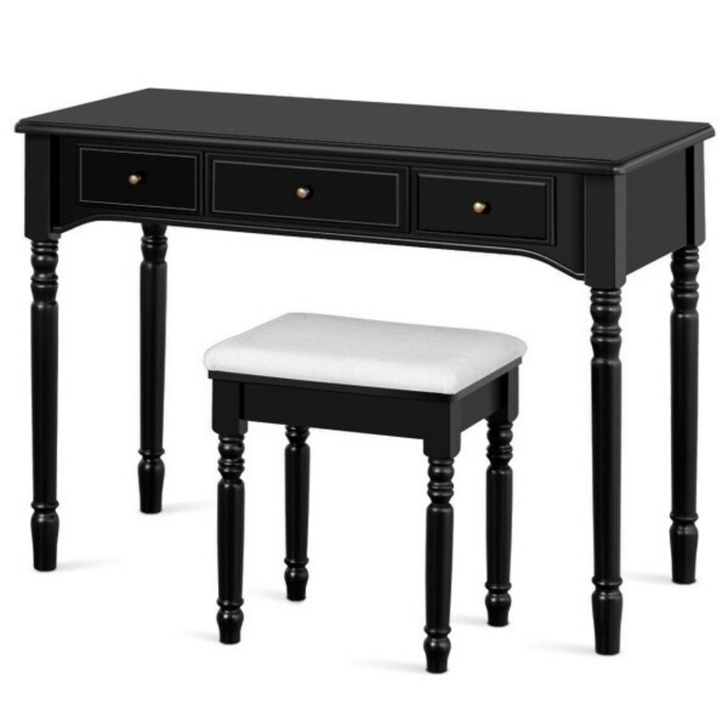 Makeup Dressing Table with Tri-Folding Mirror and Cushioned Stool Perfect for Women