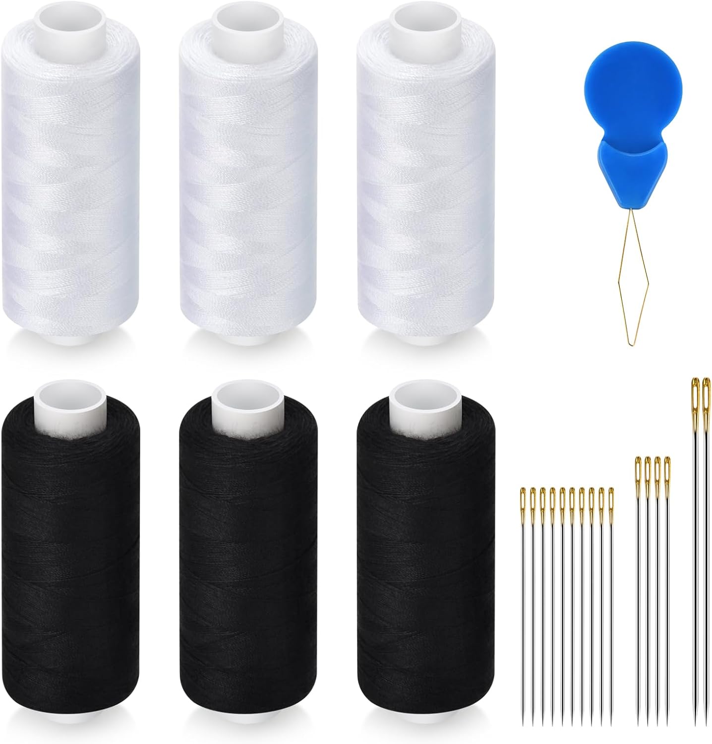 6 Pcs Sewing Thread Kit, 400 Yards Each Spool 402 Polyester Thread with Sewing Needle &#x26; Threader, Sewing Threads for Sewing Machine, Hand Stitching, Embroidery