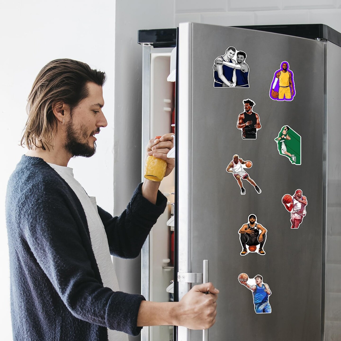 Basketball Decor Fridge Magnet Stickers&#xFF08;12 Pack&#xFF09; Sport Decals Merch Gifts Party Supplies Accessories Cruise Door Decorations Magnetic Bumper Cabinets Reusable Vinyl