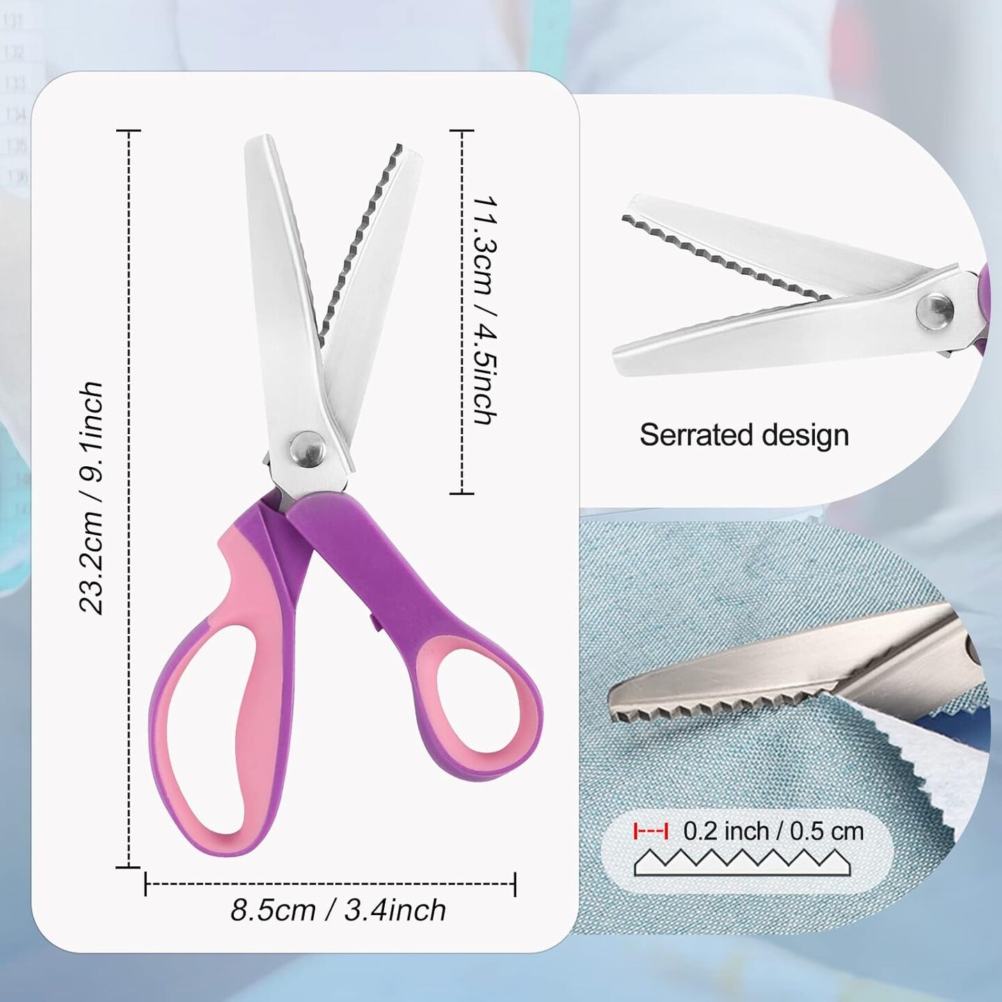 Zig Zag Scissors, Scrapbook Scissors Decorative Edge for Adults, Great for Many Kinds of Sewing Fabrics Leather and Craft Paper, Professional Handheld Dressmaking