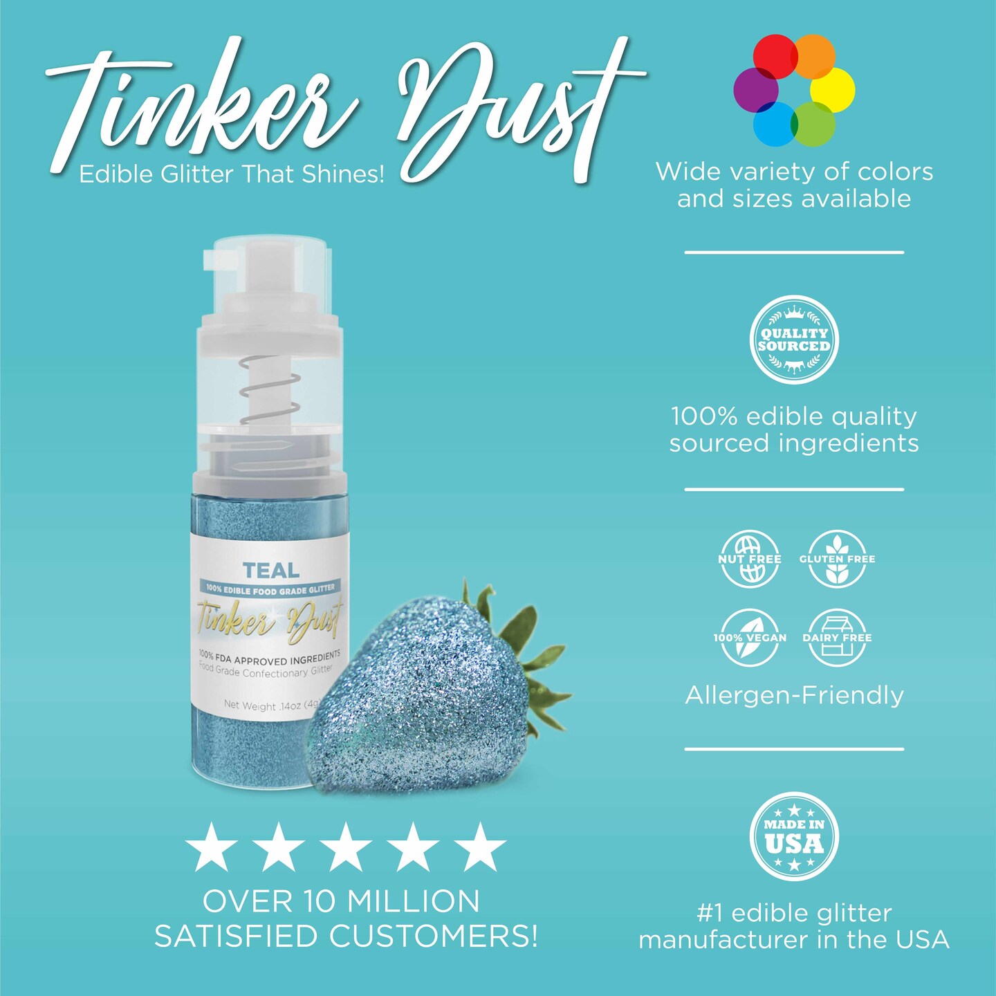 Teal Edible Glitter Spray 25g Pump | Tinker Dust&#xAE;