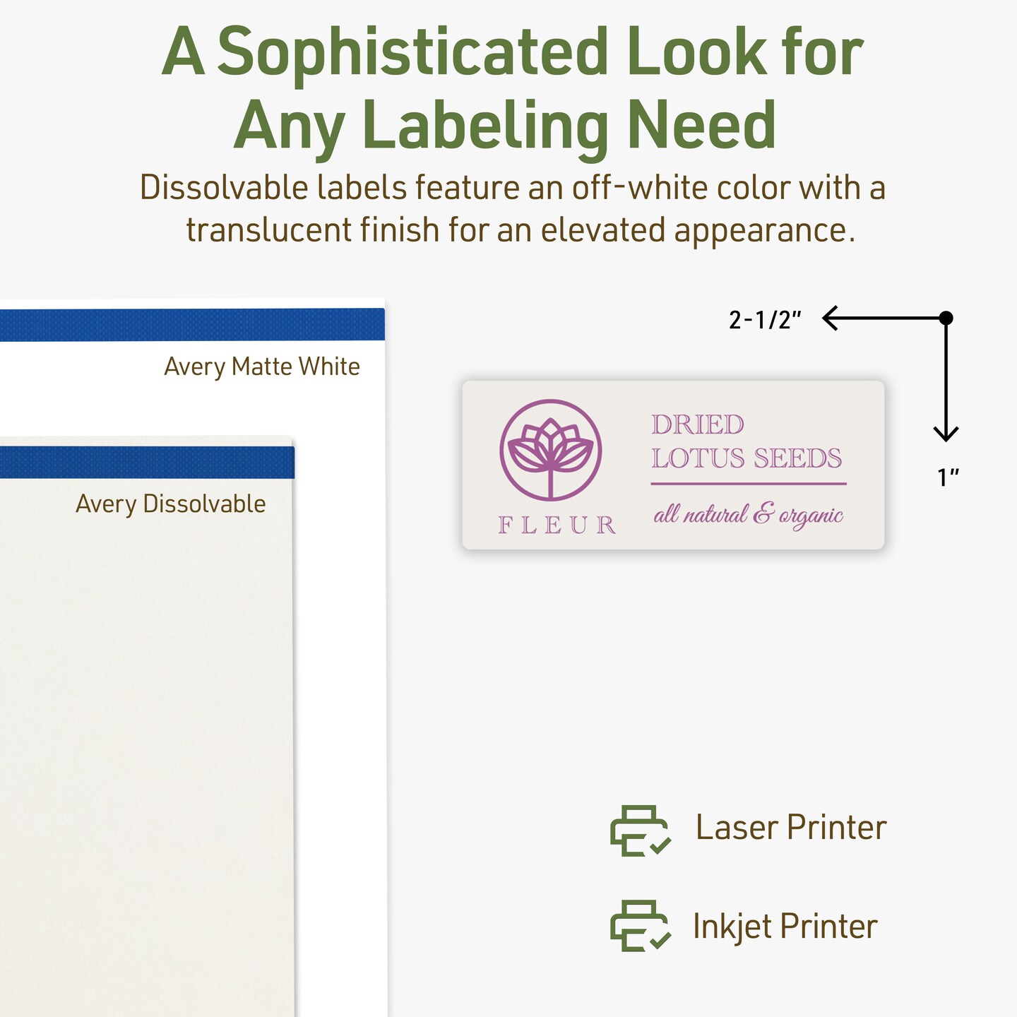 Avery Dissolvable Labels, 1&#x22; x 2.5&#x22; Rectangle