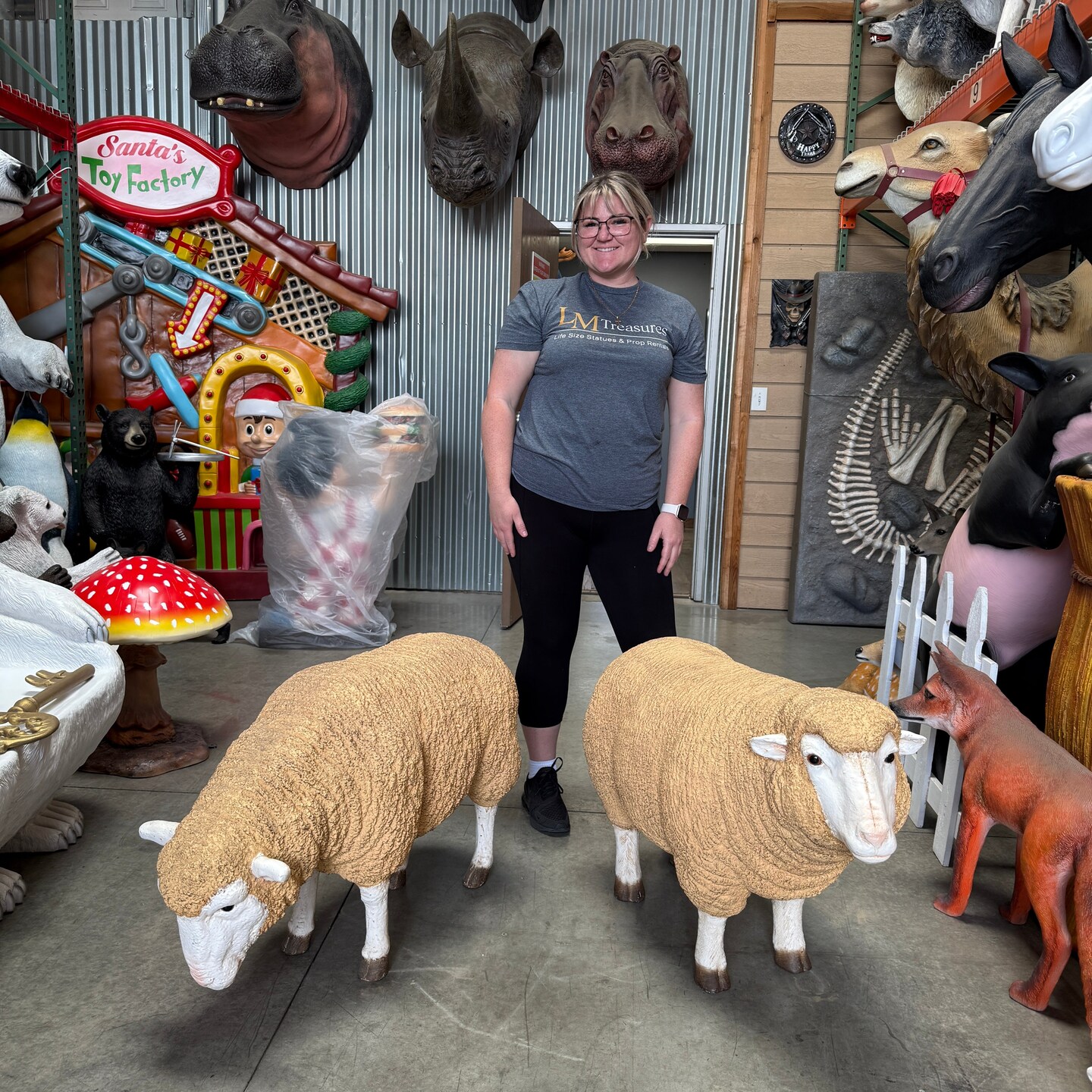 Merino Ewe Sheep Head Down Life Size Statue