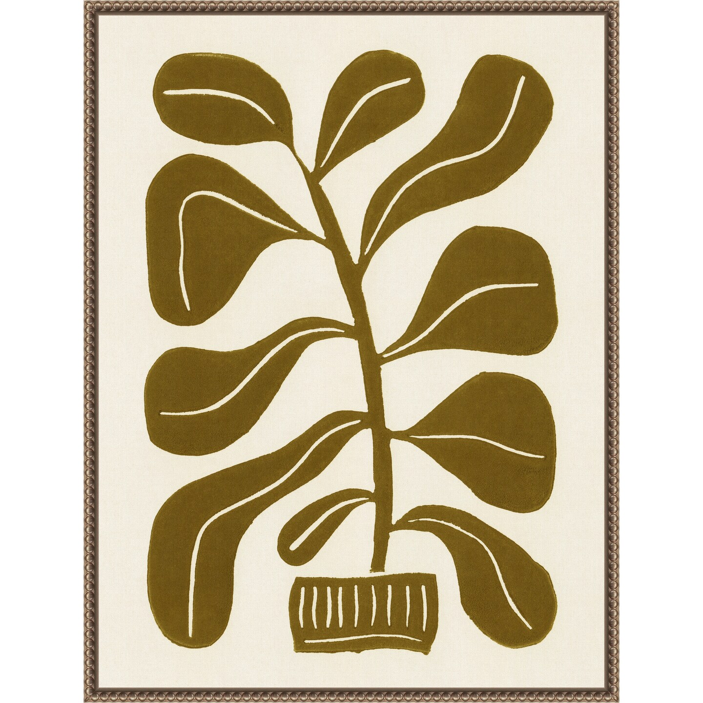 Linocut Houseplant No 2 by Alisa Galitsyna Framed Canvas Wall Art