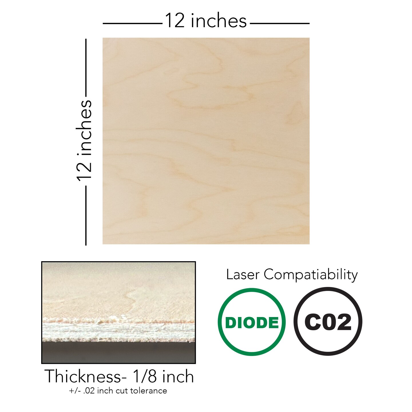 3mm or 6mmGrade B/BB Baltic Birch Plywood Finished or Unfinished | 12x12, 12x19 16x24 | Boxes of 10, 20, 50 and 100 | Laser Engraving, CNC, Scroll Saw