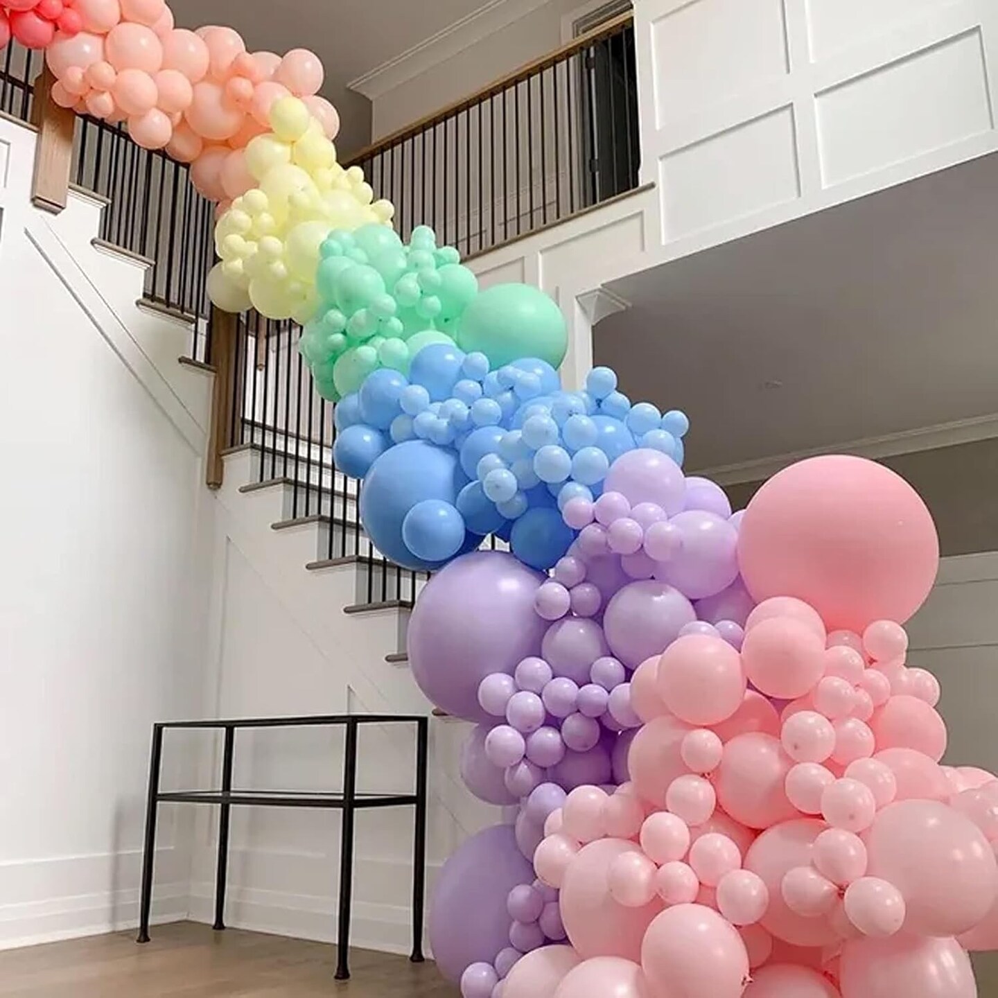 Macaron Pastel Balloon Kit, 144pcs Mixed Sizes – 9-Color Rainbow Latex Balloons for Birthday, Wedding & Party Decor
