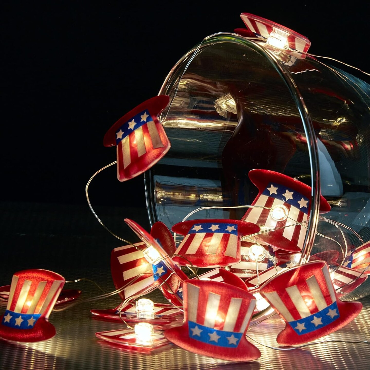 4th of July Decorations, Red White and Blue String Lights with 20 LED Big Hats Patriotic Lights, Waterproof Design for Indoor Outdoor July 4th D&#xE9;cor