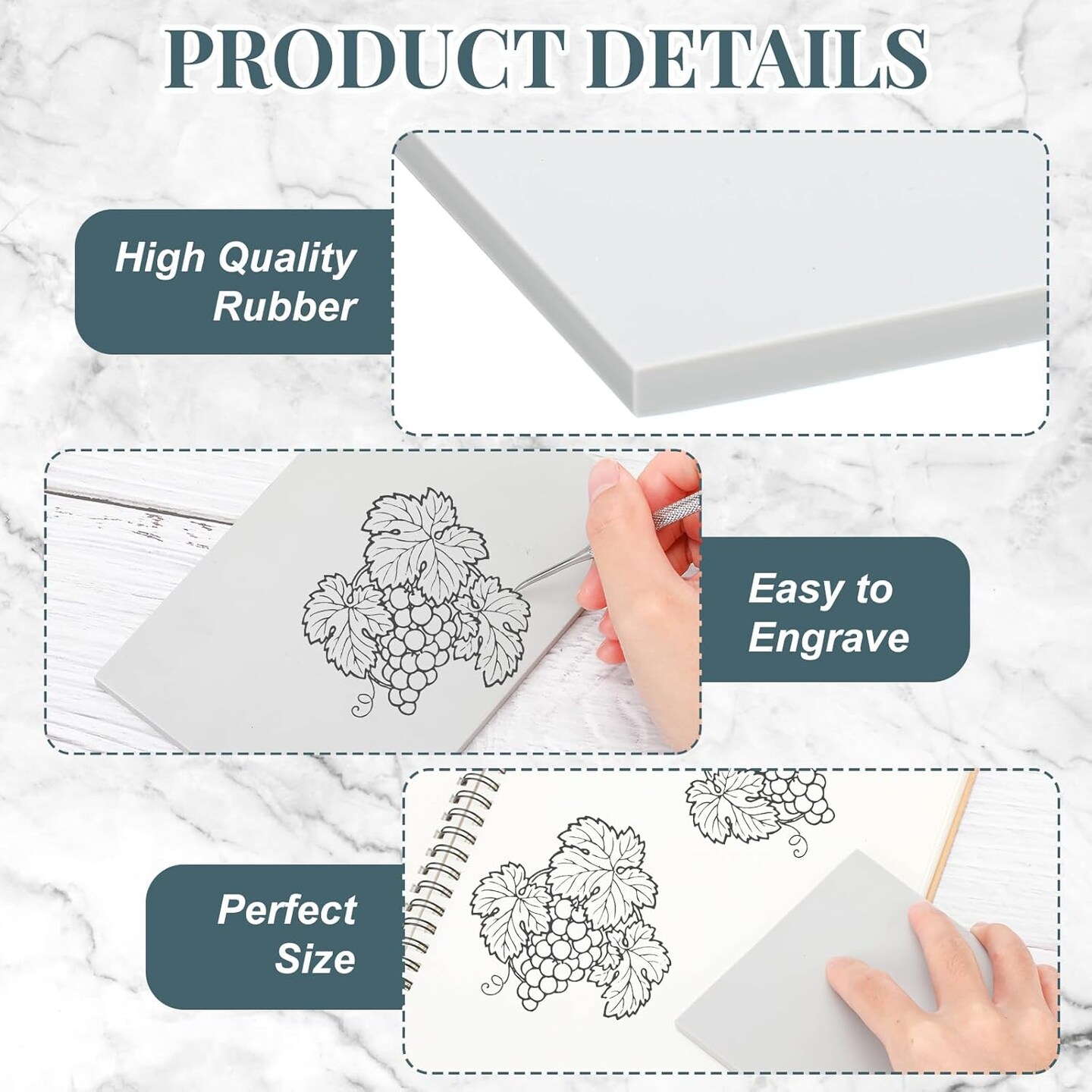 Ctosree 12 Pcs Gray Carve Block Rubber Carving Block 4 x 6 Inches Engraved Linoleum Blocks for Printmaking DIY Soft Rectangle Rubber Stamp Kit for Print Craft Projects Beginners Experienced