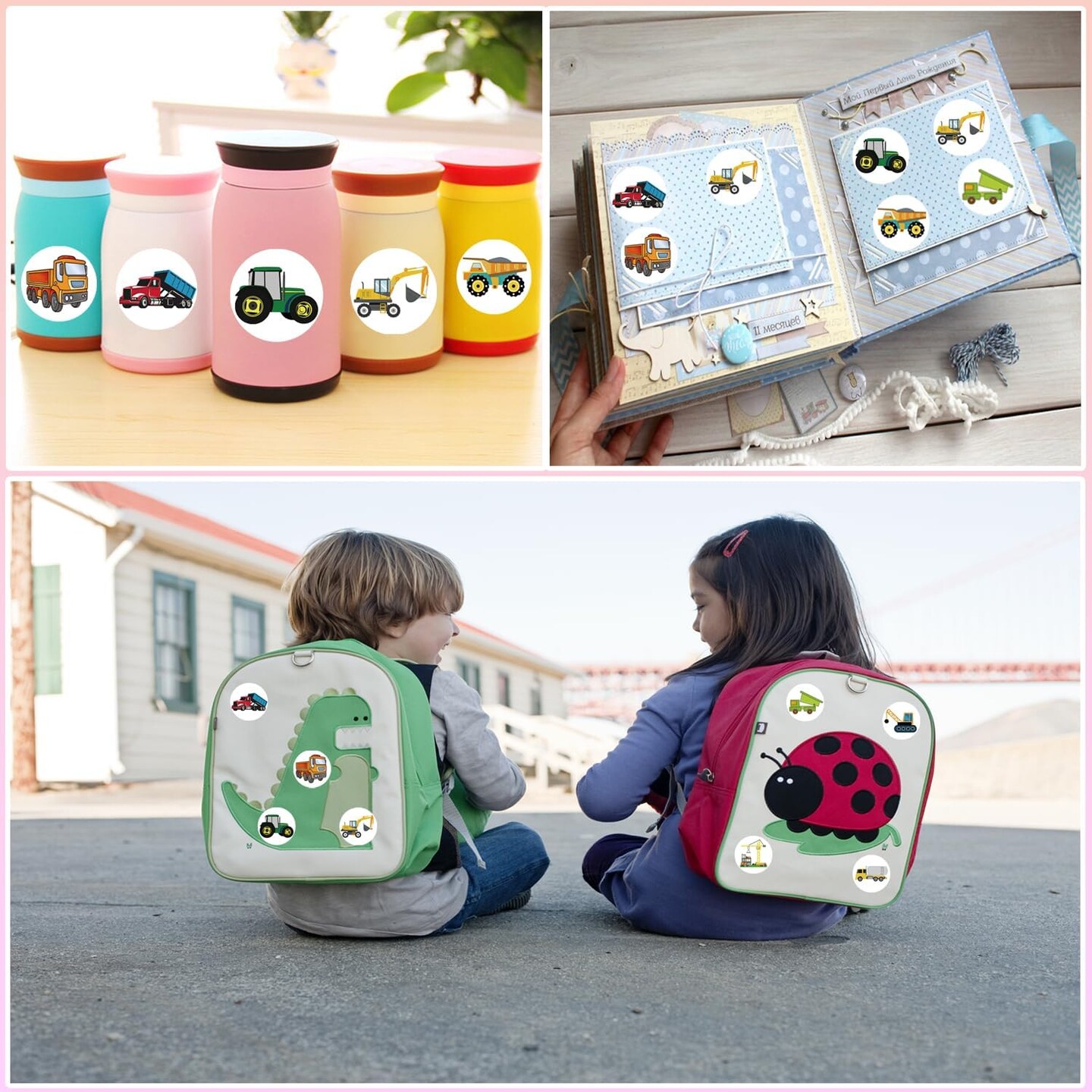 Kids Party Favors 1000-Piece Cartoon Truck Stickers Roll - 1.5 Inch Vehicle  Stickers For Kids Rewards NSF Certified Table, image size:1440x1440