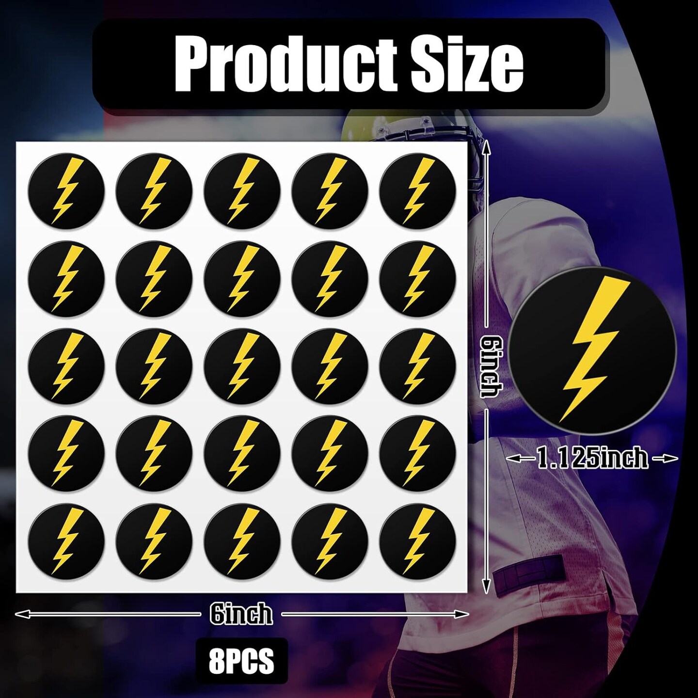 200 Pcs Helmet Stickers Baseball Softball Helmet Award Baseball Stickers 1.1 Inch Lightning Bolt Vinyl Decals Self Adhesive for Softball Lacrosse Wall(Black Print Gold)