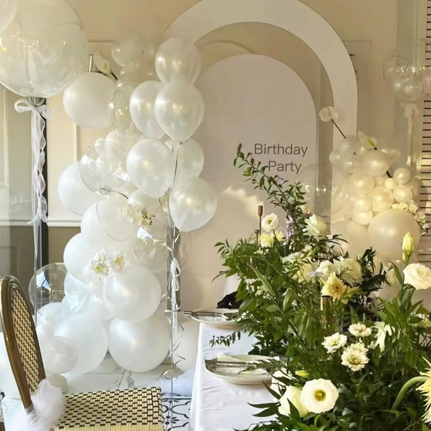 137Pcs Pearl White Balloon Garland Kit, Latex Party Balloons