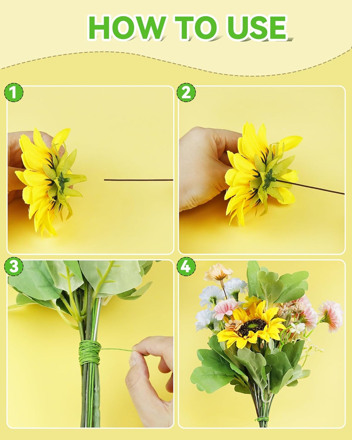 100 PCS 26 Gauge Green Floral Wire Stems for Artificial Flower Making,Florist Wire,Flower Wire for Crafts,Alambre para Flores for Wreaths, Flower Arrangements and DIY Projects