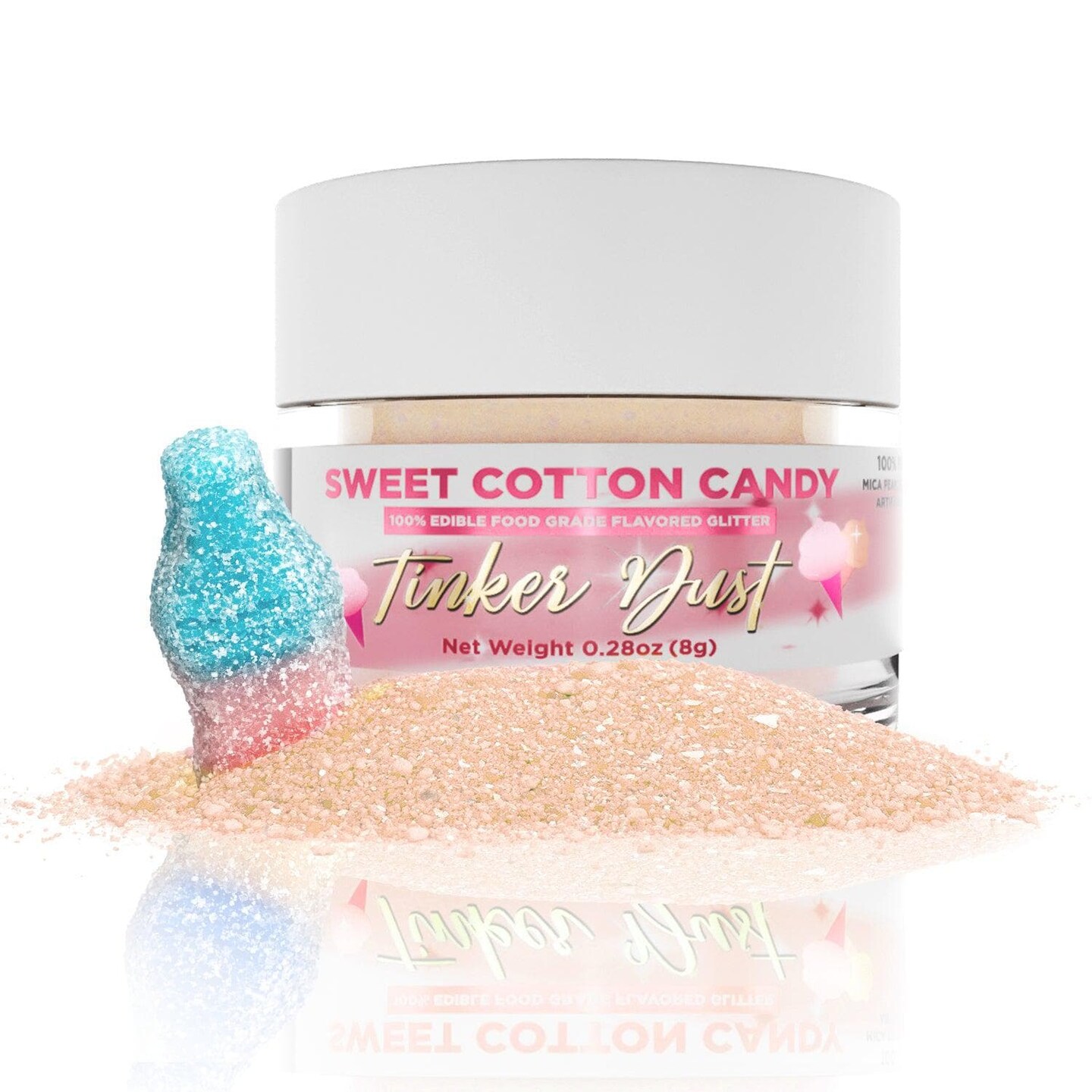 Bakell - Sweet Cotton Candy Flavored Tinker Dust (8g, 1x Jar) Edible Glitter Blended Candy Topping