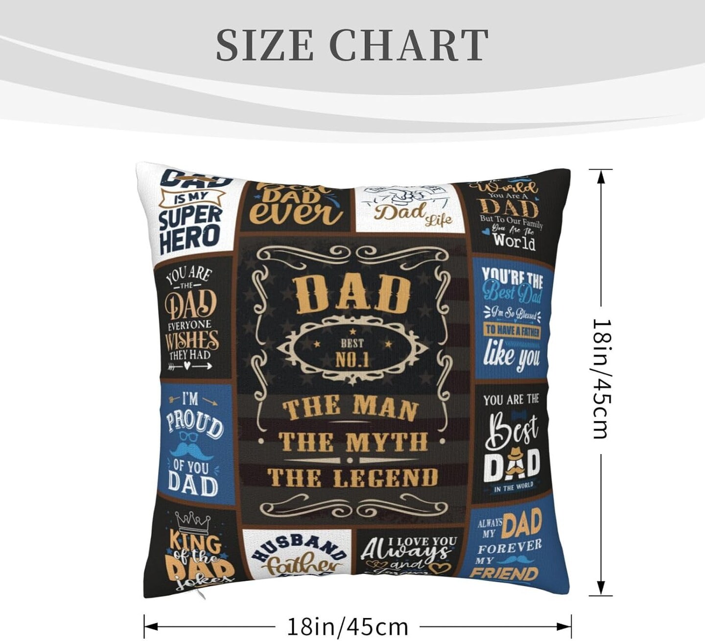 Dad Gifts from Daughter, Gift for Dad from Son, Dads Birthday Gifts Ideas, Presents for Dad from Kids, Best Dad Gifts, Father Bday Gifts Throw Pillow Covers 18 x 18 Inch